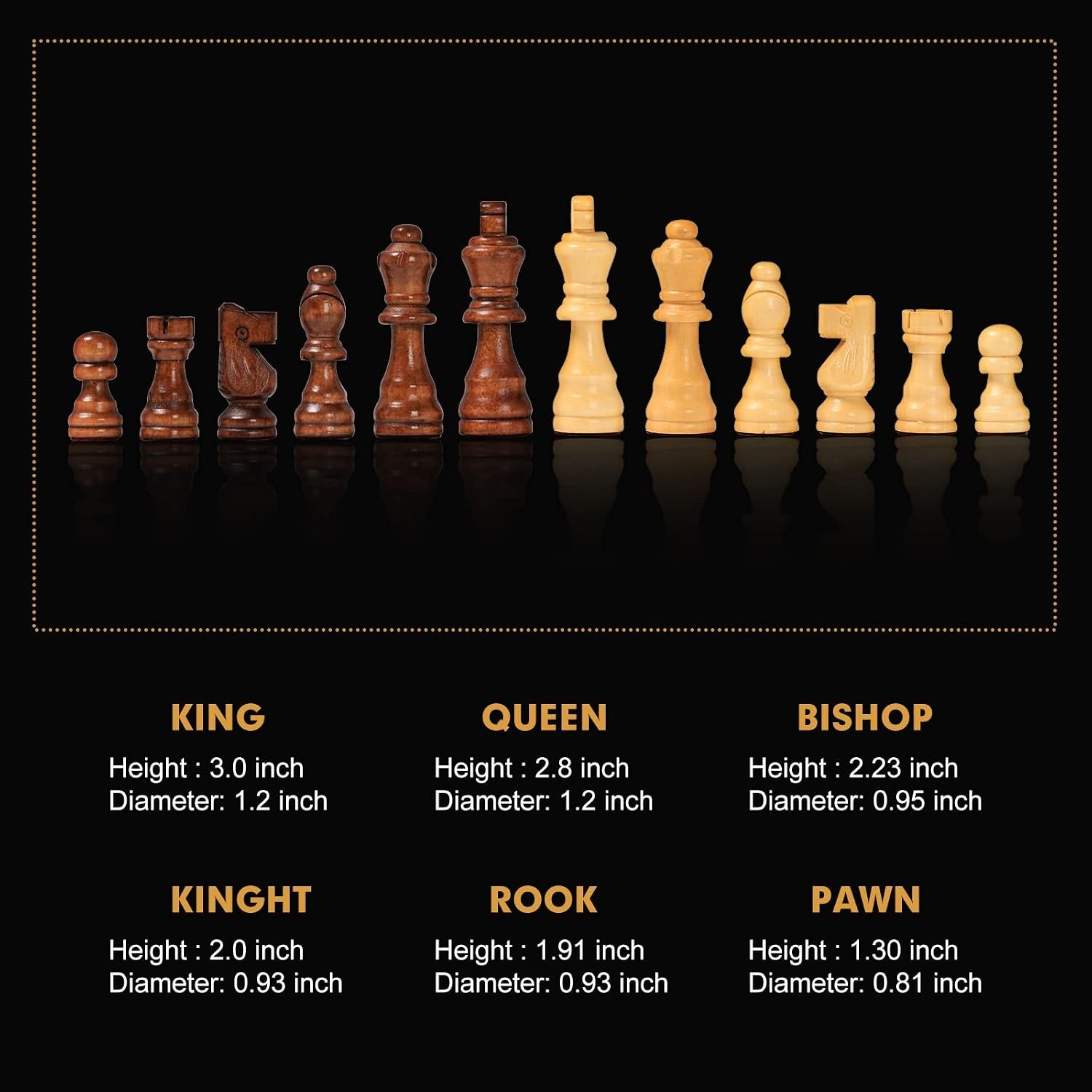 15″ Magnetic Wooden Folding Chess Set with Storage & 2 Extra Queens for Adults