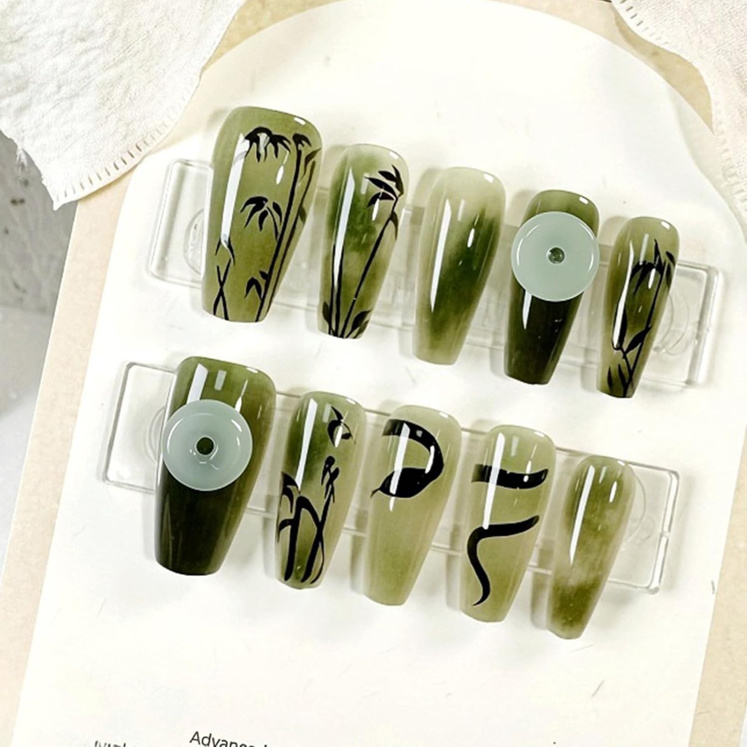 24Pcs 4th of July Press on Nails Medium Almond Full Cover Acrylic Glue On