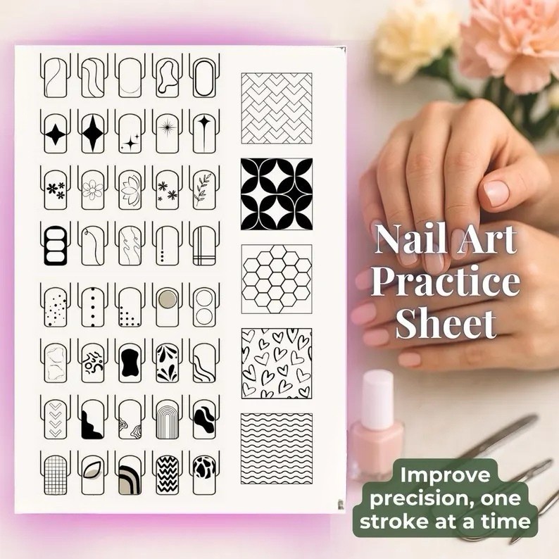 Nail practice Hand Painting Design Sheet reusable Nail Art mat for UV gel Polish