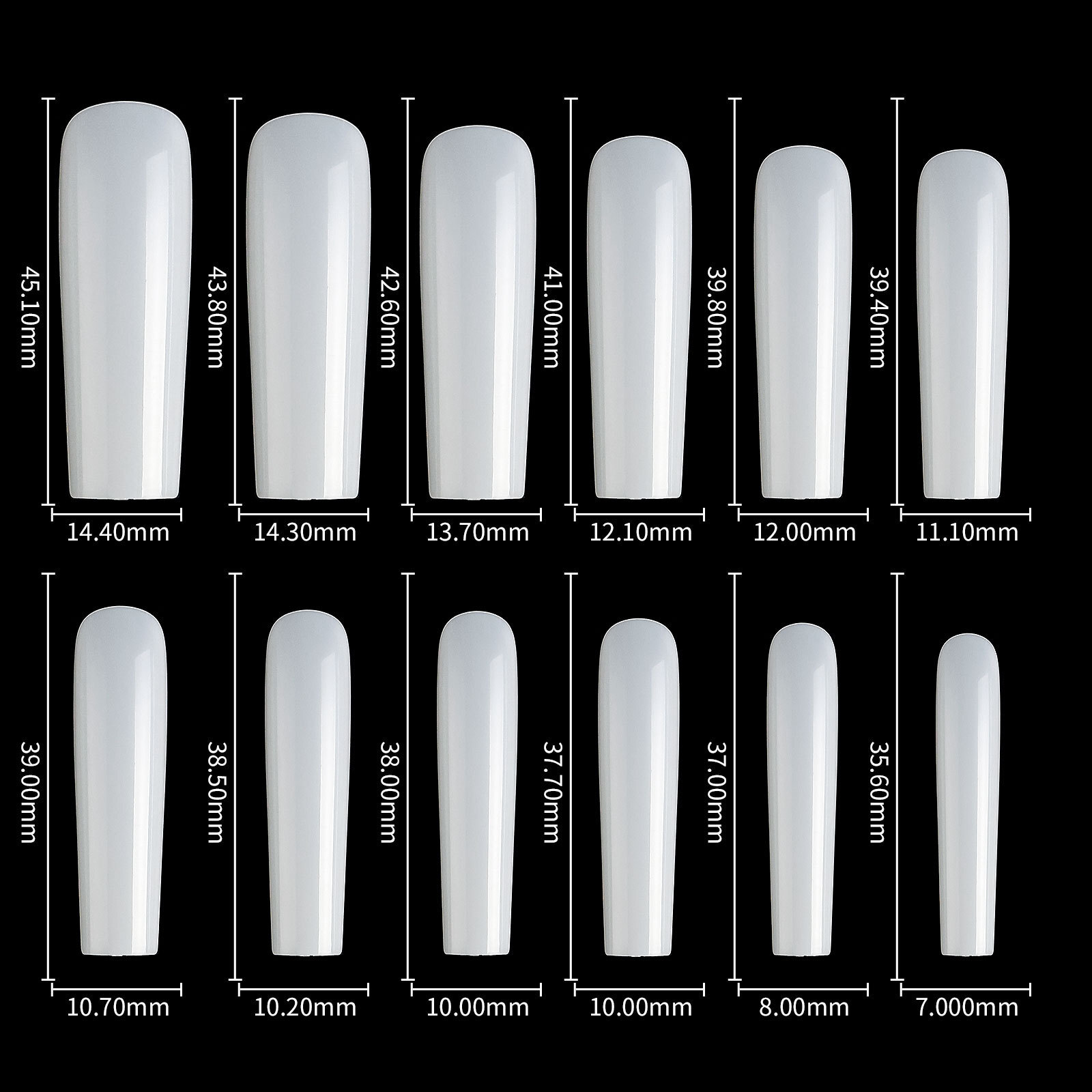 504Pcs 3XL Ballerina False Nail Tips Acrylic Full Cover Fake Nails Clear Natural