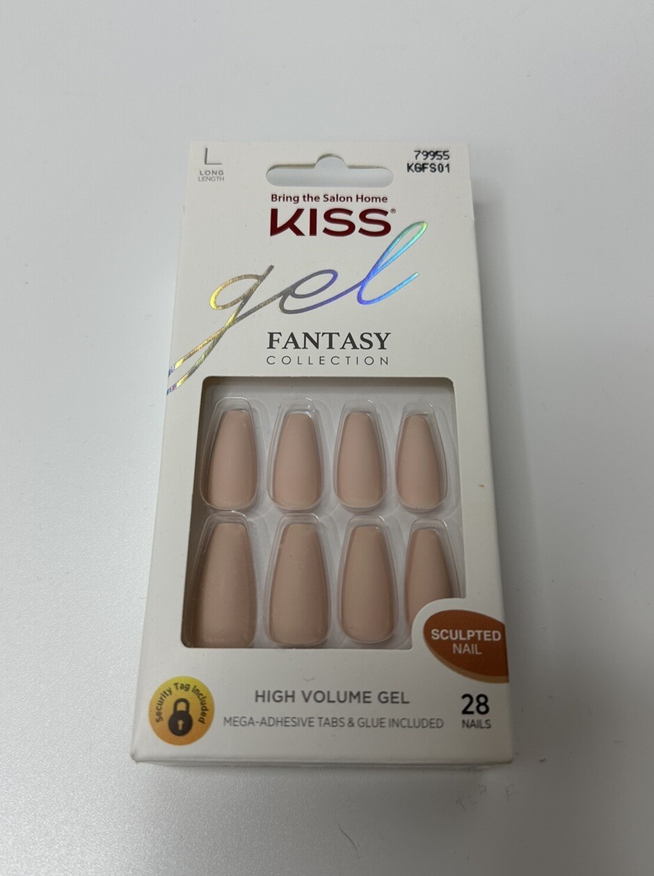 Kiss Nails Gel Fantasy Collection Sculpted Nail Long Matte Pink Manicure #79955