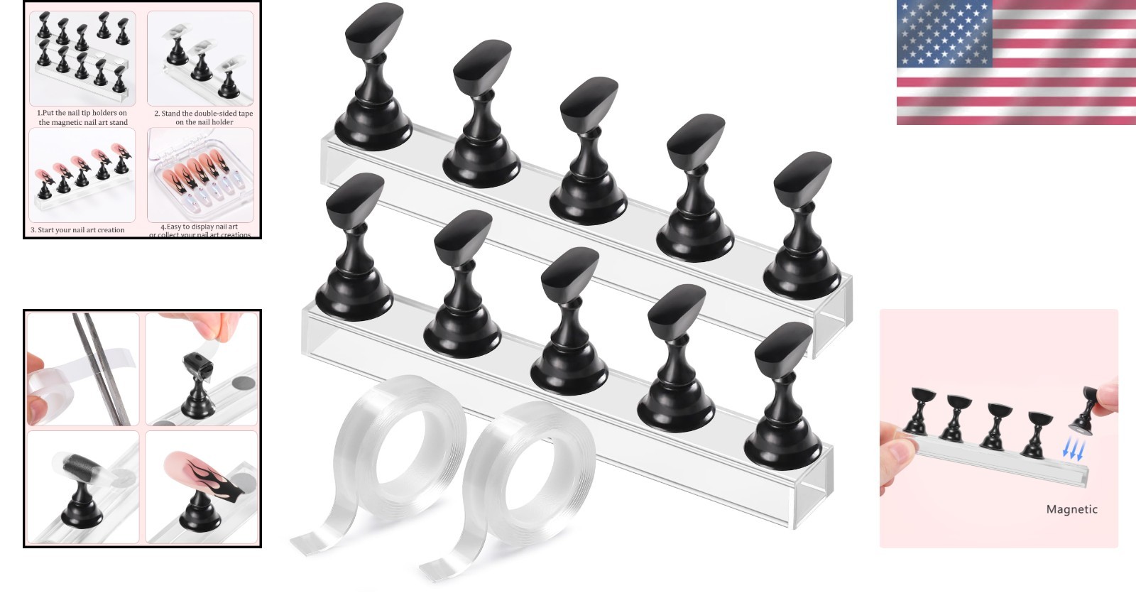 Magnetic Acrylic Nail Practice Stands – Perfect for Professionals & Beginners