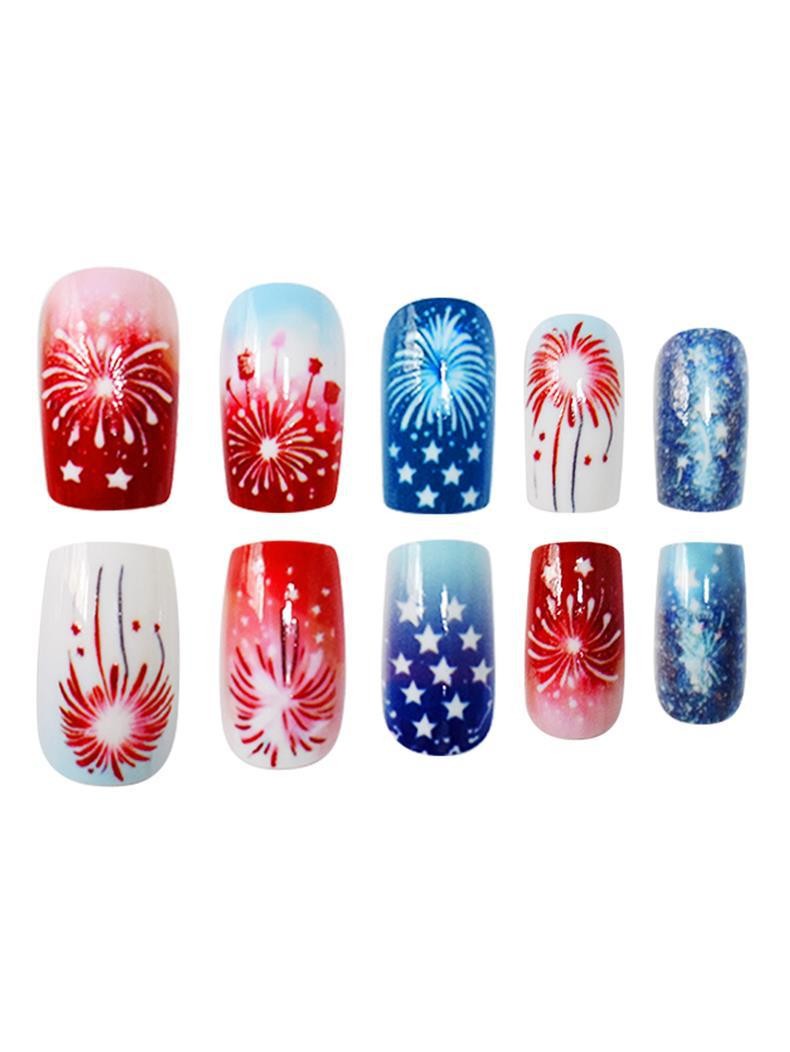 Cute Cartoon Starry Sky Square Press On Nails Removable Wholesale