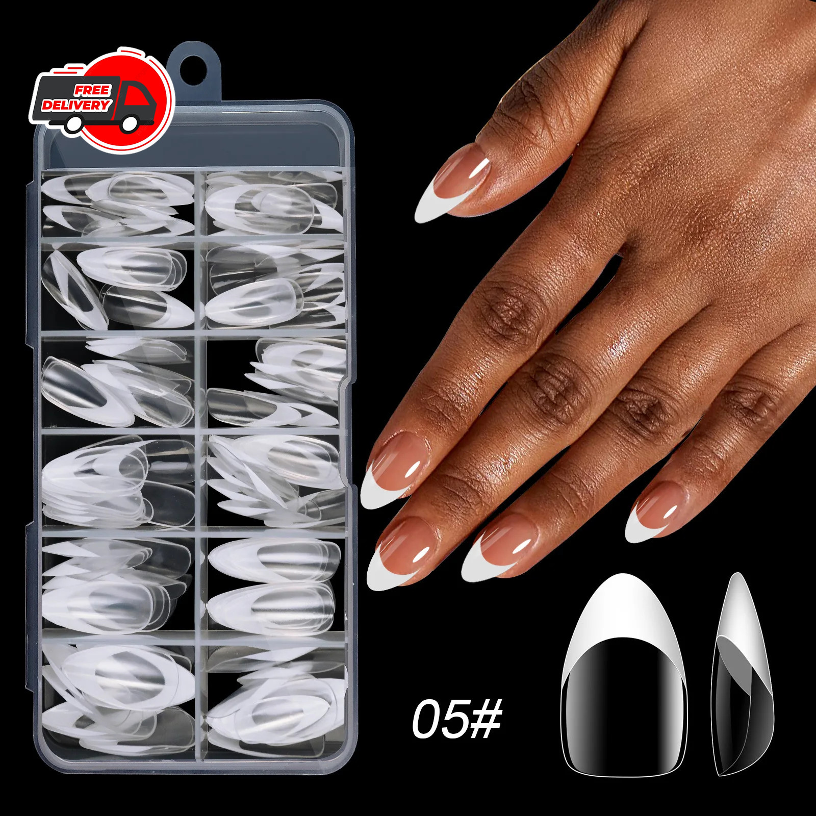 120Pcs False Nail Tips Short French Half Cover Artificial Acrylic Nails Clear