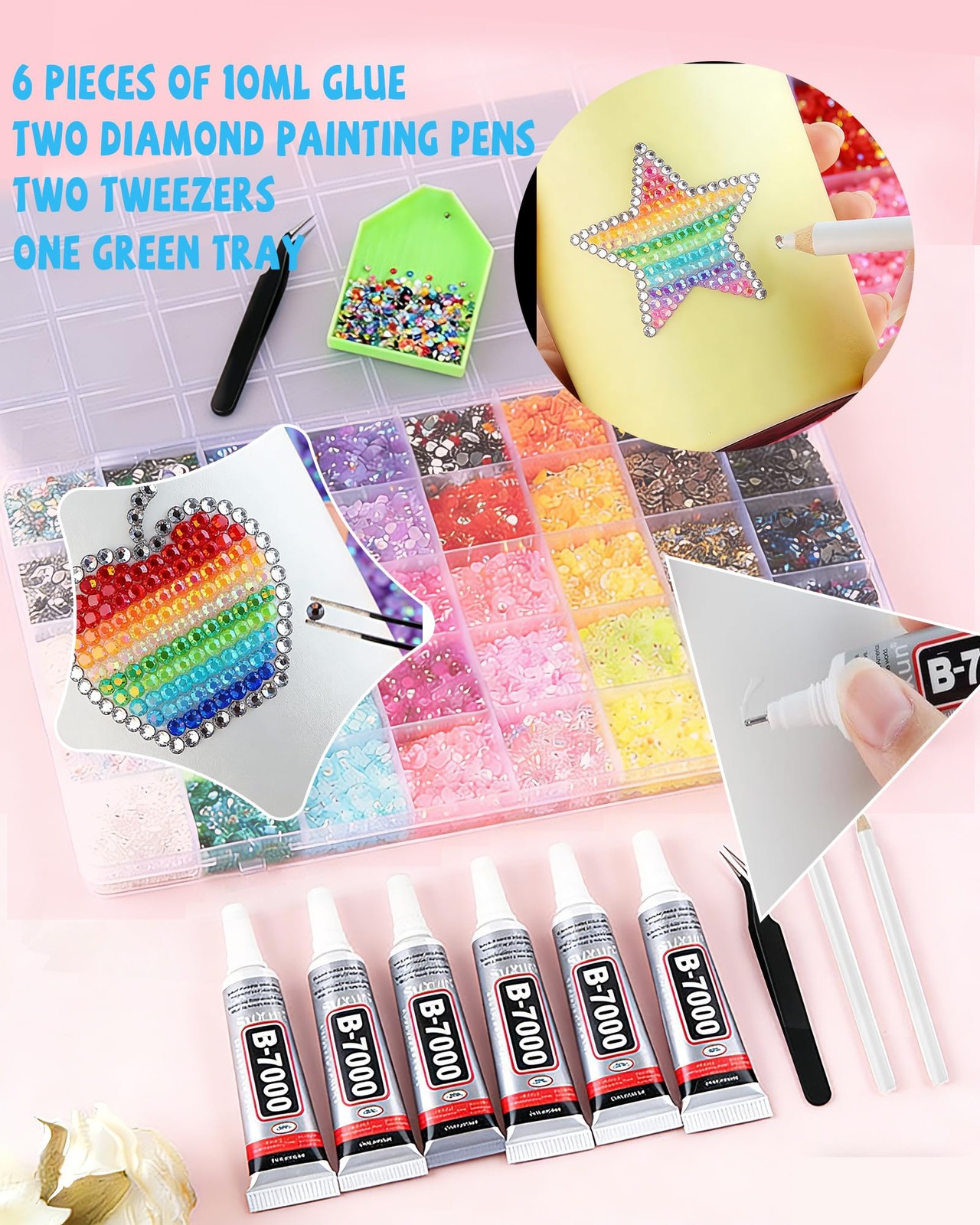 62,000 Pcs Rhinestone Bedazzling Kit, 40 Colors Nail Art Rhinestones with 32,…