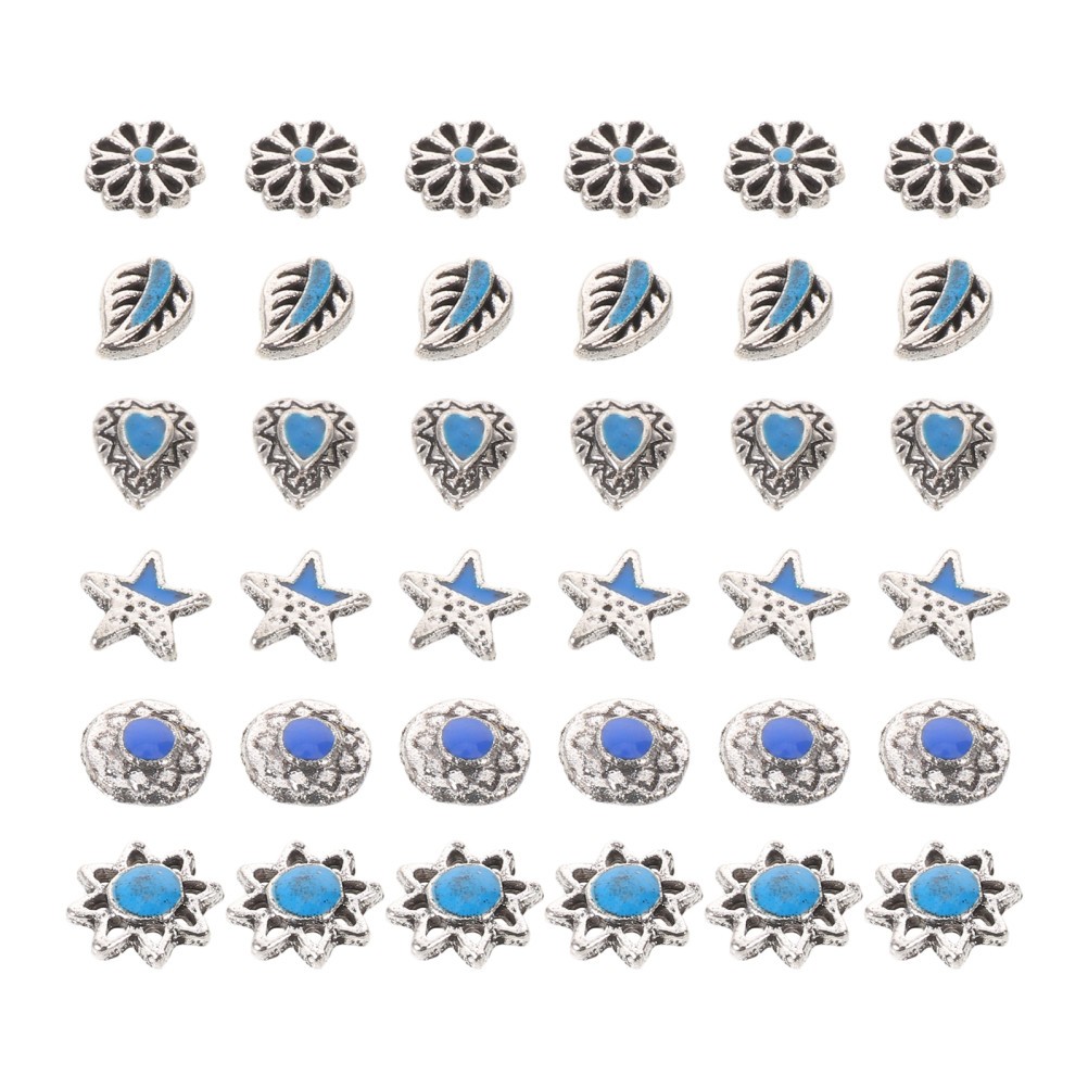 60pcs Retro Stone Nail Charms: Imitation Art Charms – Western