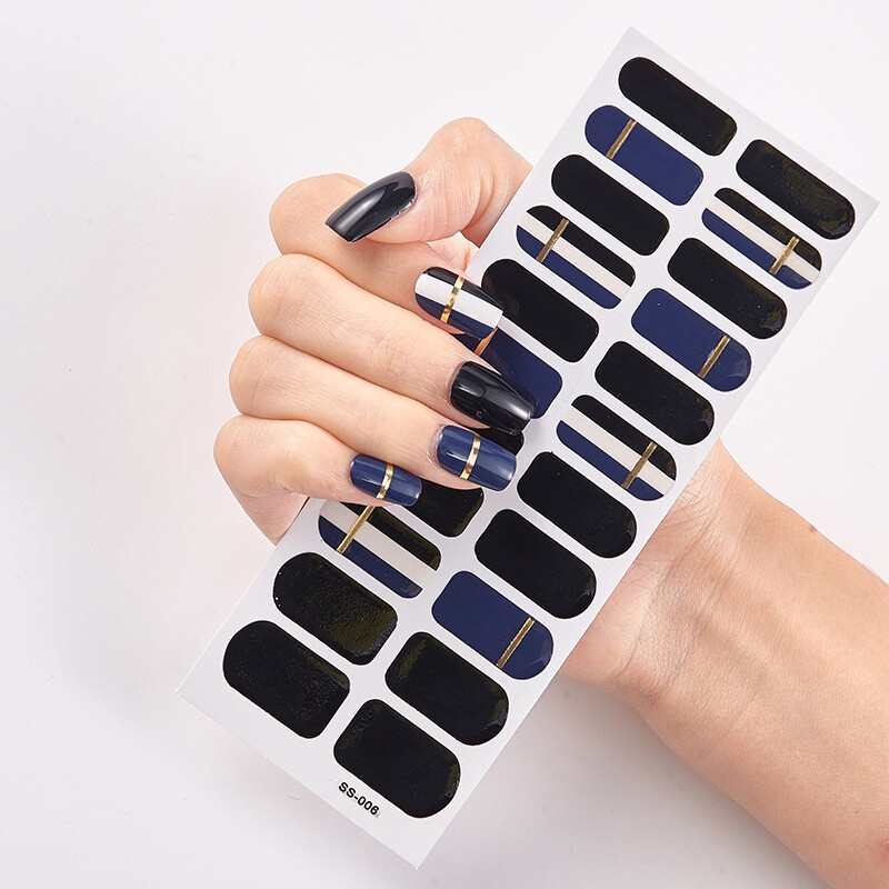 22Tips Nail Art Stickers Self-Adhesive DIY Stylish Nail Wraps Full Cover Sticker