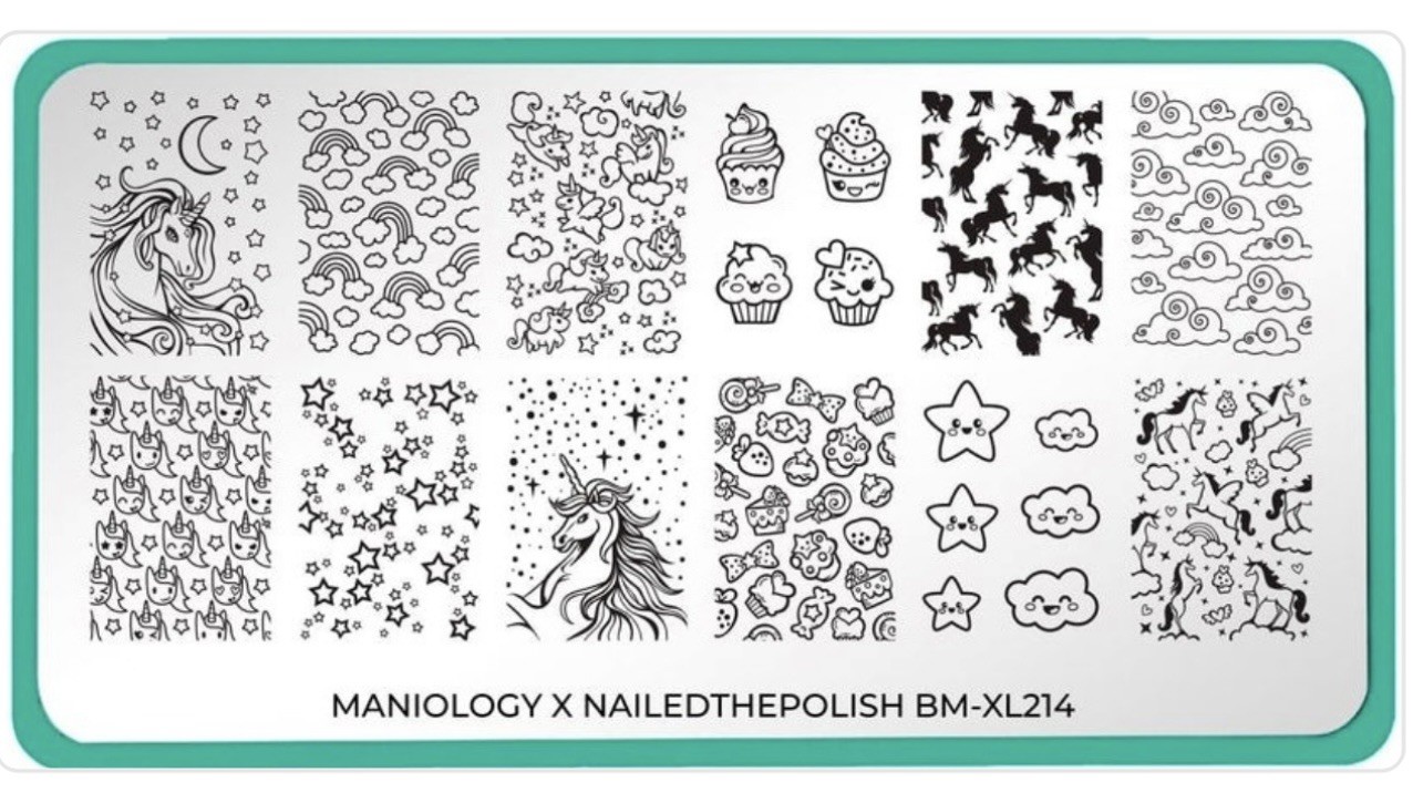 BM-XL214 +nailedthepolish Bundle Monster Maniology Unicorn Nail Stamping Plate