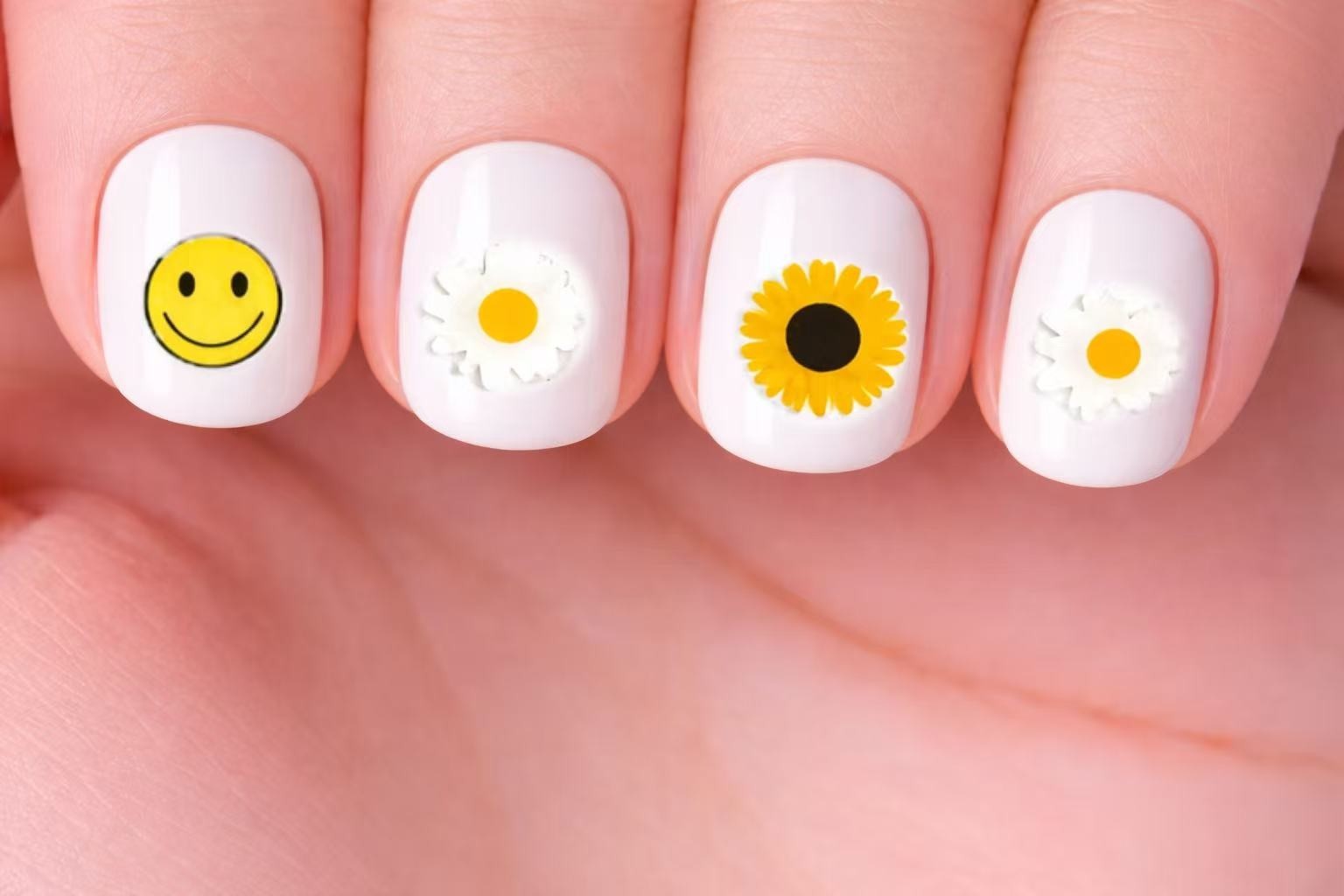 Smiley Daisy Nail Art Sticker Peel & Stick- 60 Decals