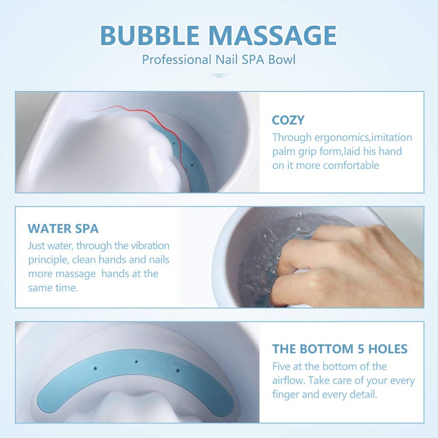 Electric Bubble Nail Soaking Bowl, Manicure Hand Bowl Jet Spa Massage Soak So…