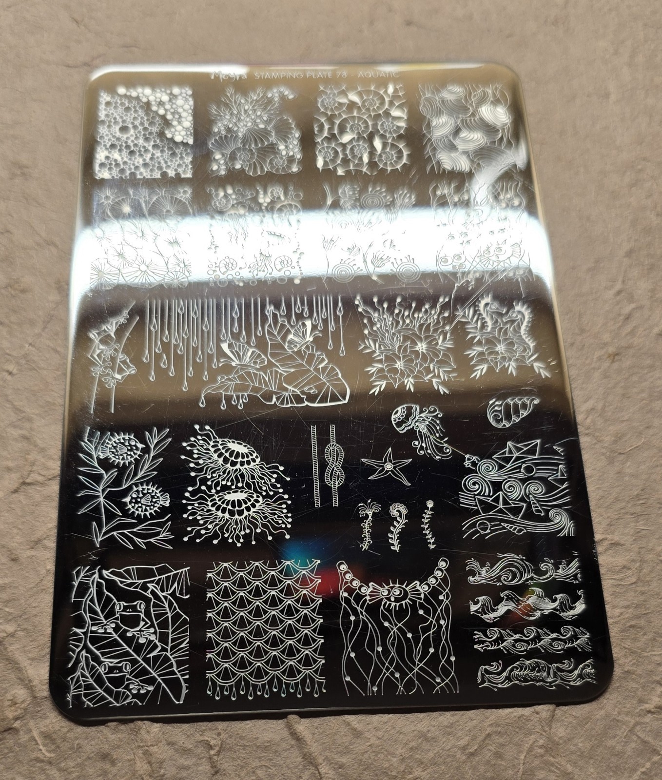 Moyra Aquatic Nail Stamp Plate Icen Sea Life Jellyfish Boats Waves Coral Reef