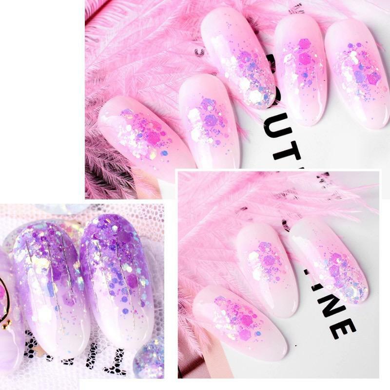 Photochromic Nail Sequins UV Light Colour Changing Glitter Under Sunlight Mix UK
