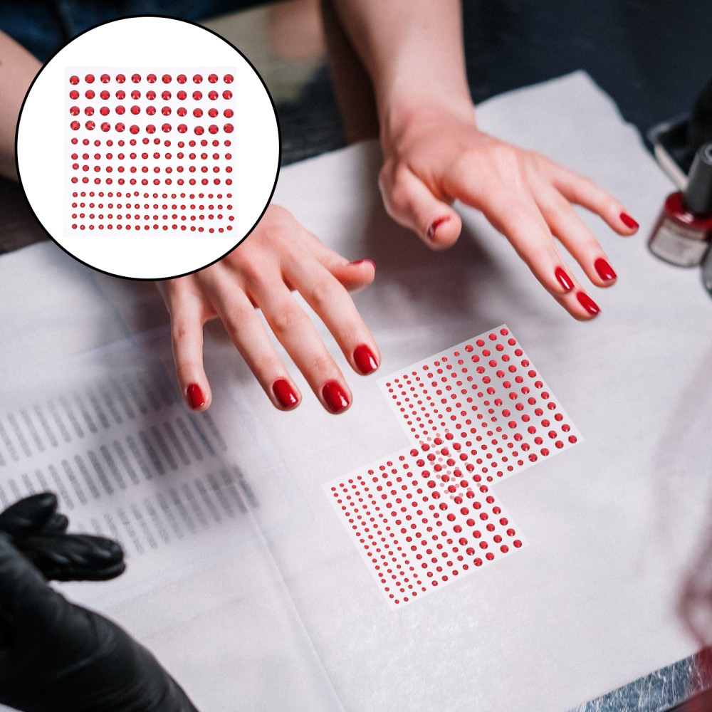 20Pcs Red Acrylic Nail Stickers Durable Self Adhesive Nail Art Decoration