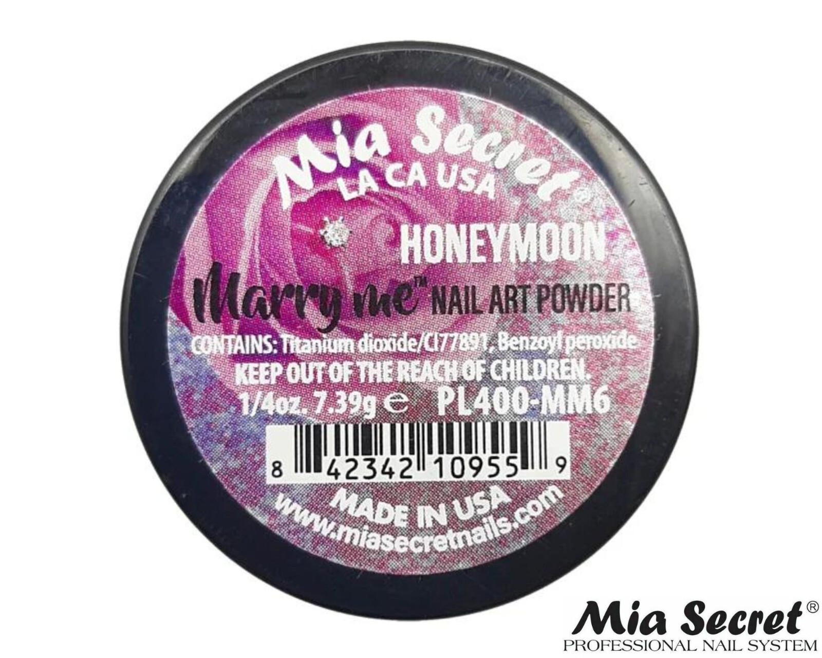 MIA SECRET Nail Art Powder 1/4oz-HONEYMOON (MARRY ME COLLECTION)