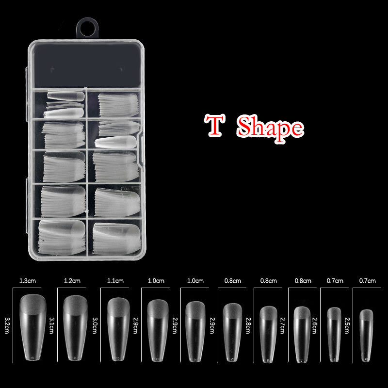 100 Pcs False Nail Tips Clear Nails Square Almonds Waterdrop Sanding Frosted DIY