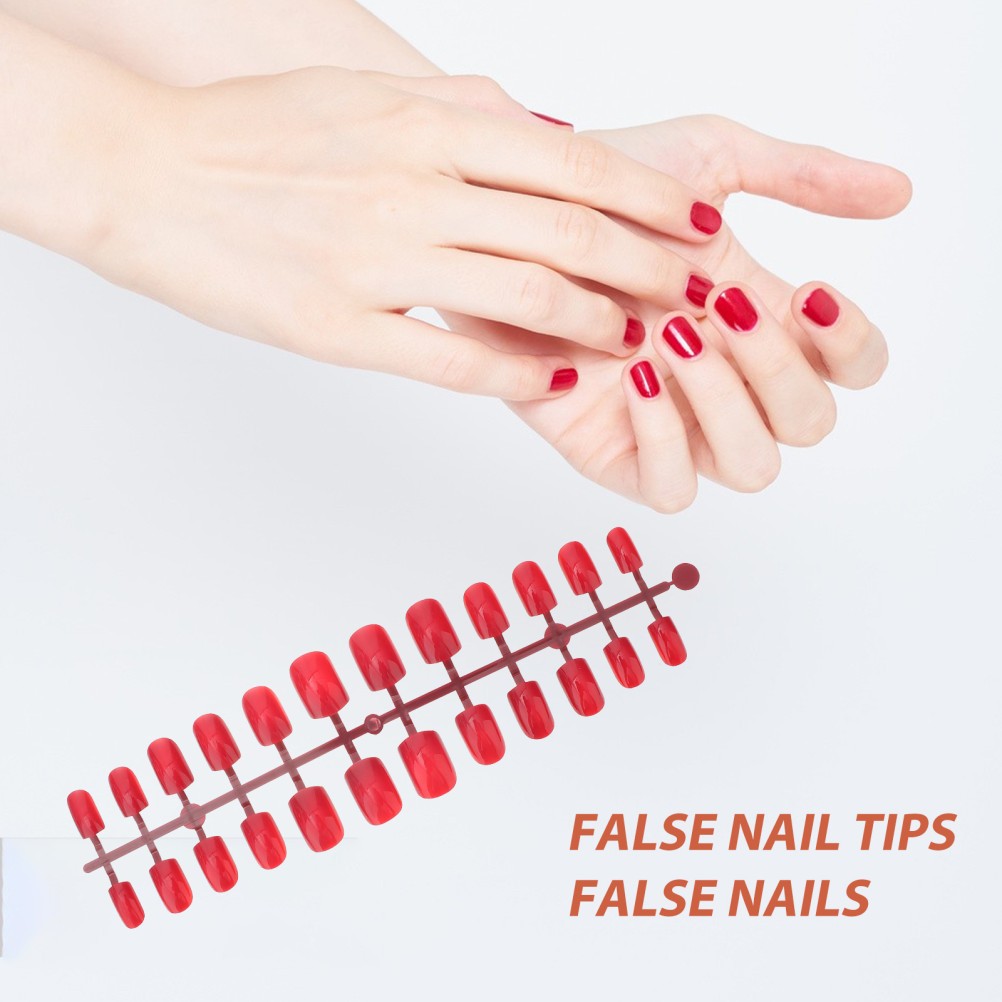 120Pcs Reusable Red False Nail Tips for Nail Art DIY and Manicure Use