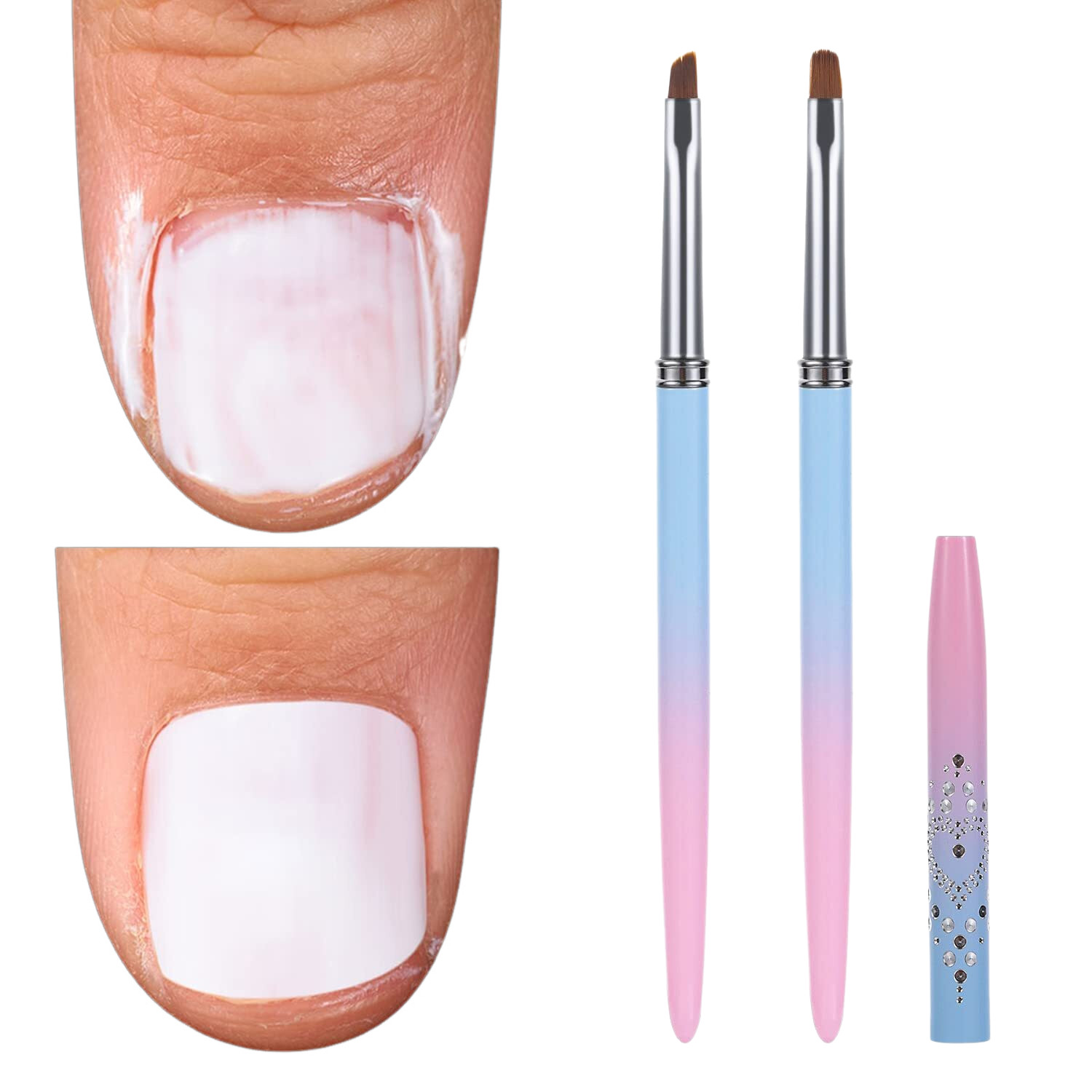 2PCS Nail Brush Round&Angled Nail Art Clean Up Brushes for Cleaning Mistake