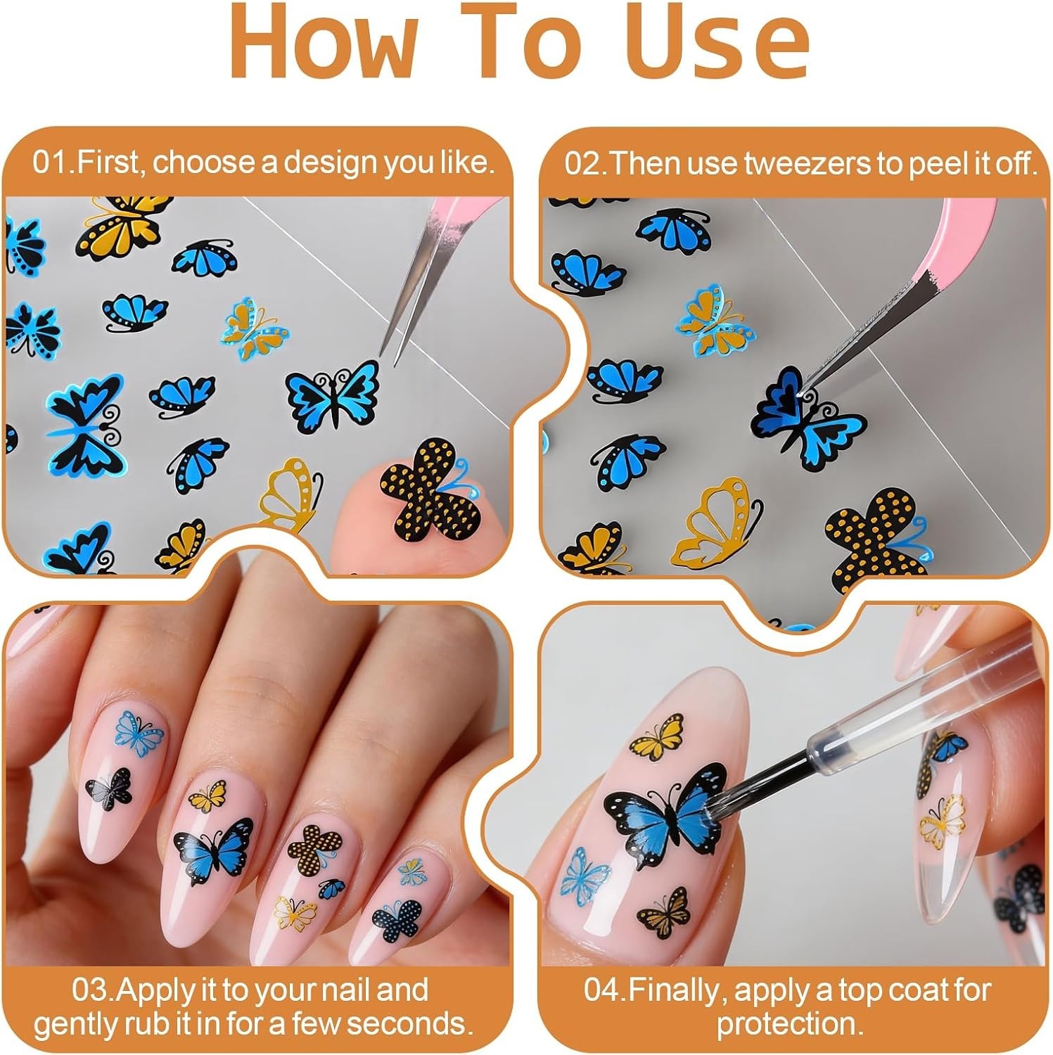 90 Sheets Nail Stickers for Nail Art DIY, 3D Nail Art Stickers Decals, Self