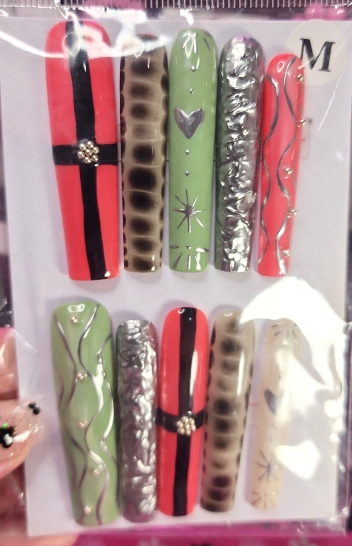 Medium Size Super Long Y2K Chrome Press-on Nail Set