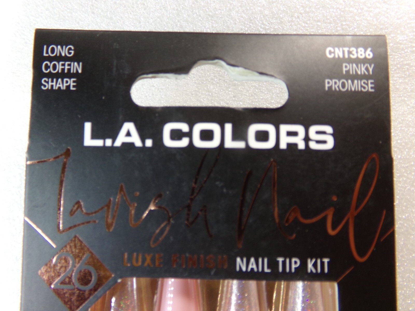 L.A. Colors NAILS GLUE ON Lavish Shiny Pink Pinky Promise LONG LENGTH