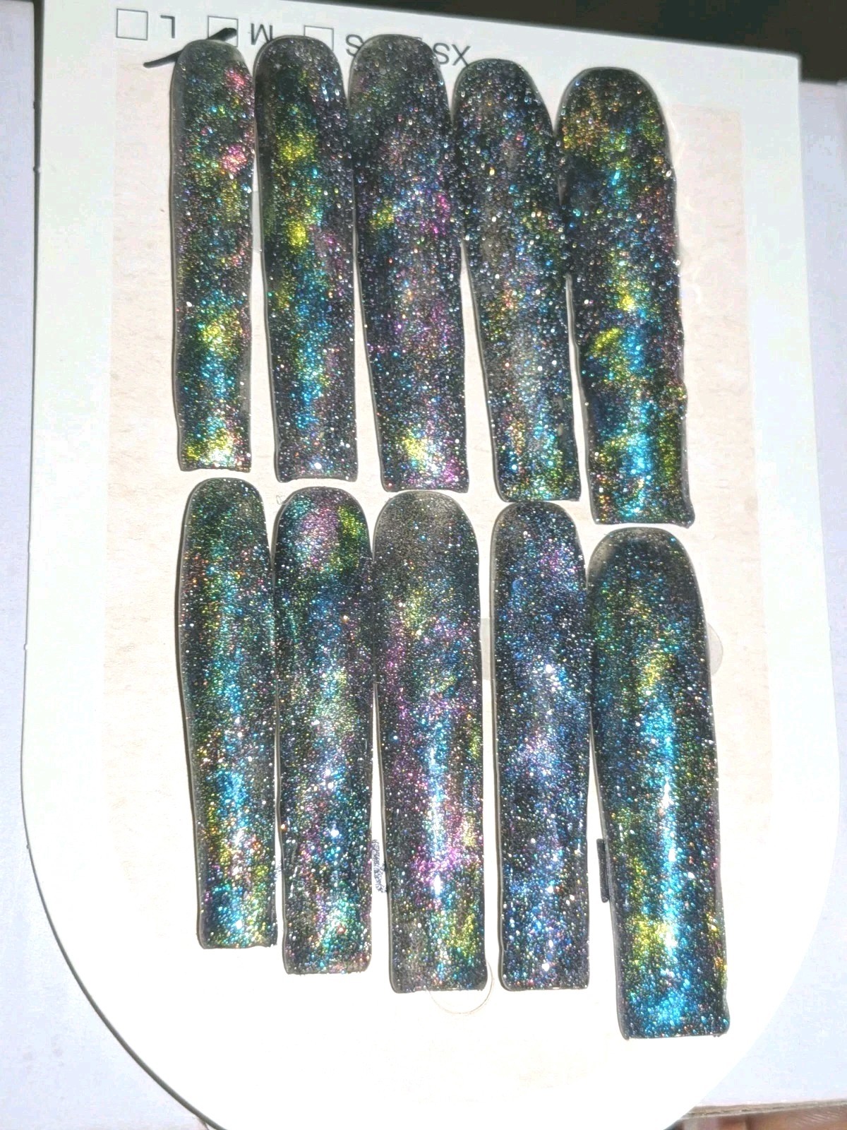 Women’s Handmade 10pc Cateye Shimmering Galaxy 3Xl Press On Nails Sz Medium