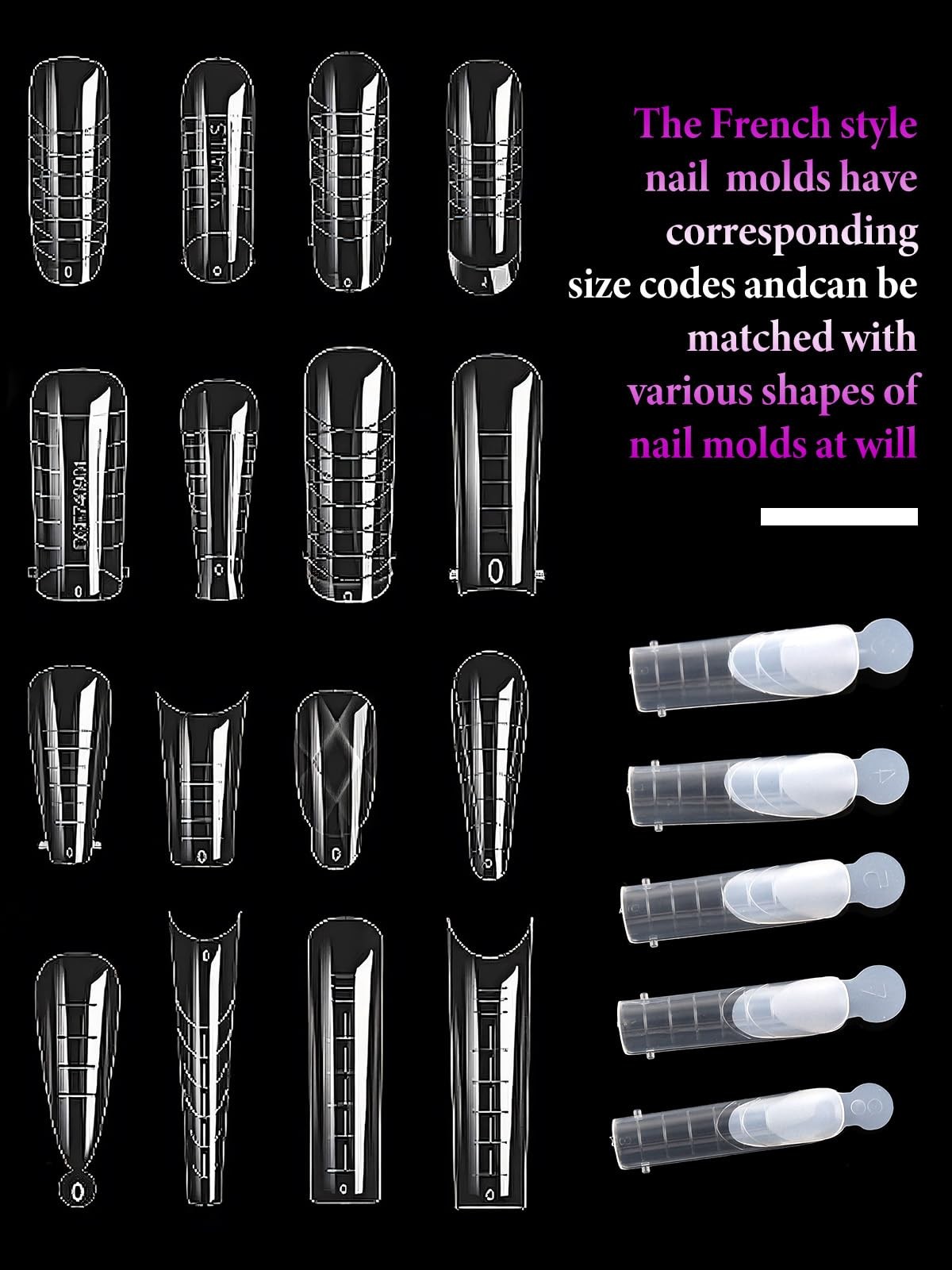 EBANKU French Nail Forms, 144 PCS Silicone Tip Stickers for Dual Clear