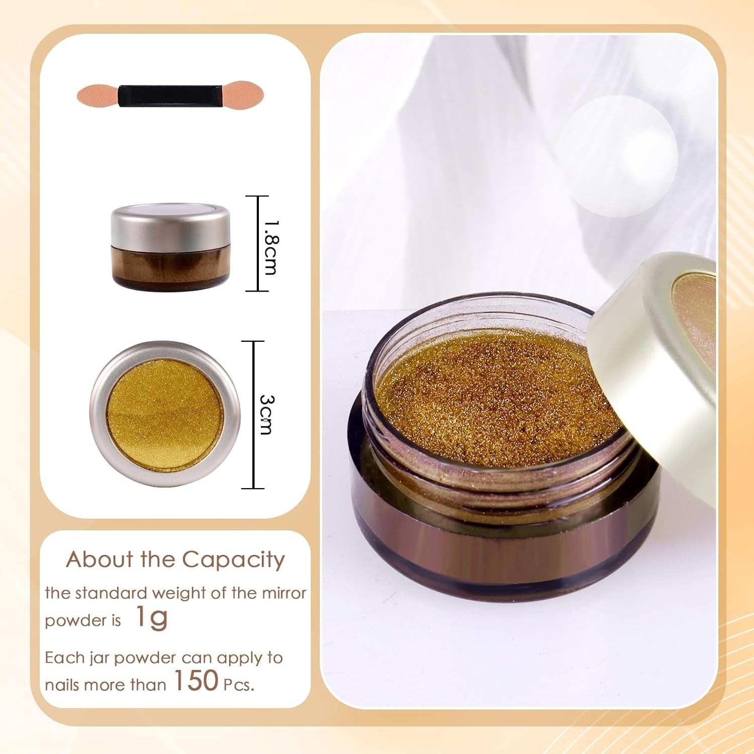 Bright Gold Chrome Nail Powder – Mirror Effect Pigment for Glamorous DIY Nails