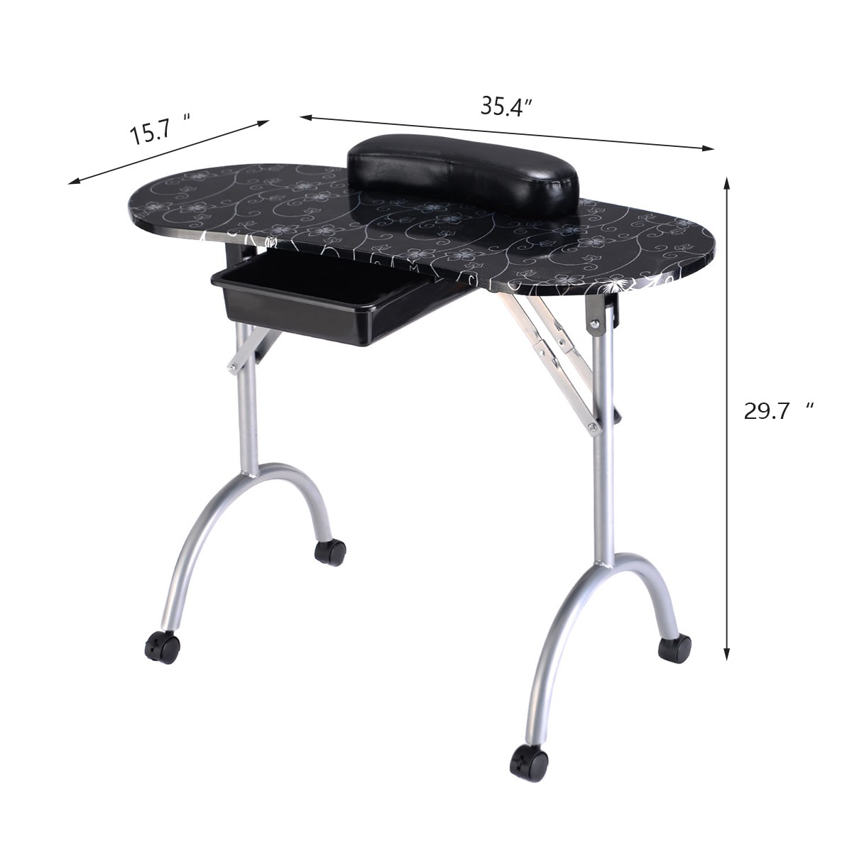 Topbuy Portable Nail Table Folding Manicure Nail Desk W/ Drawer & Wrist Rest