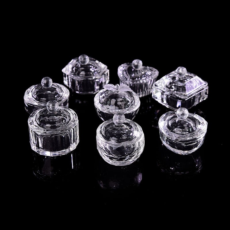 Nail Art Glass Cup Dappen Dish for Arcylic Nail Art Liquid Holder Bow FK.N8