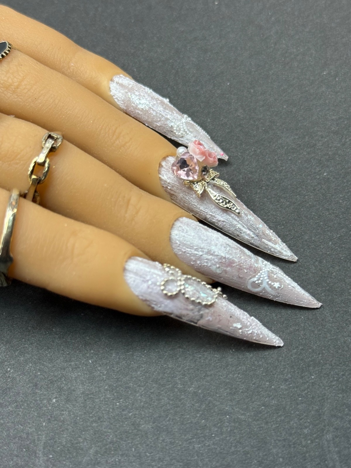 STILETTO XXL Handmade nails matte 3D 10 pcs Frosted design