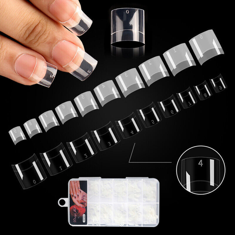 100PCS Box Nail Tip French Fake Art Nails Half Cover Artificial Acrylic Short