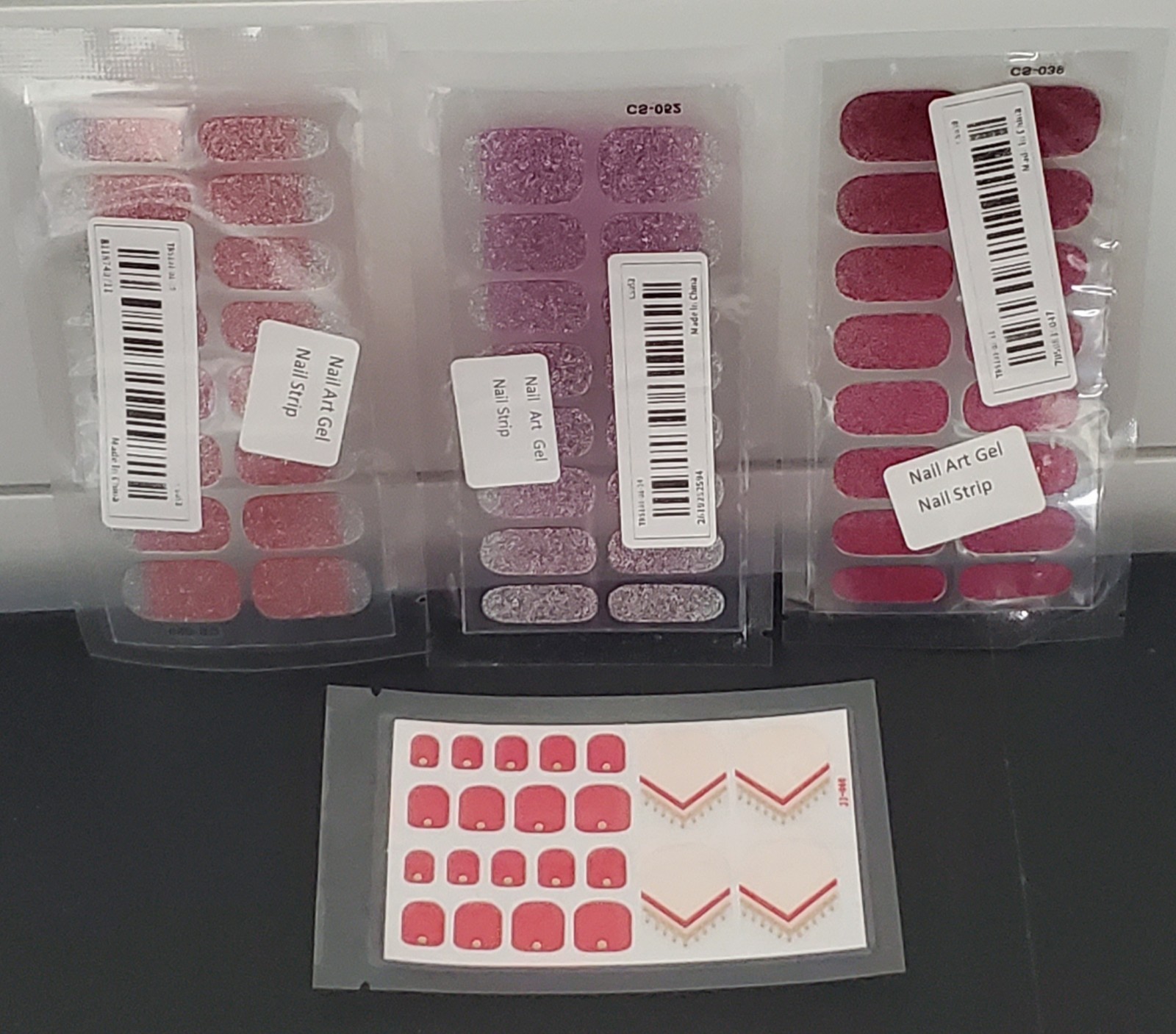 Lot of 4 Nail Art Gels / Nail Art Strip Sheets