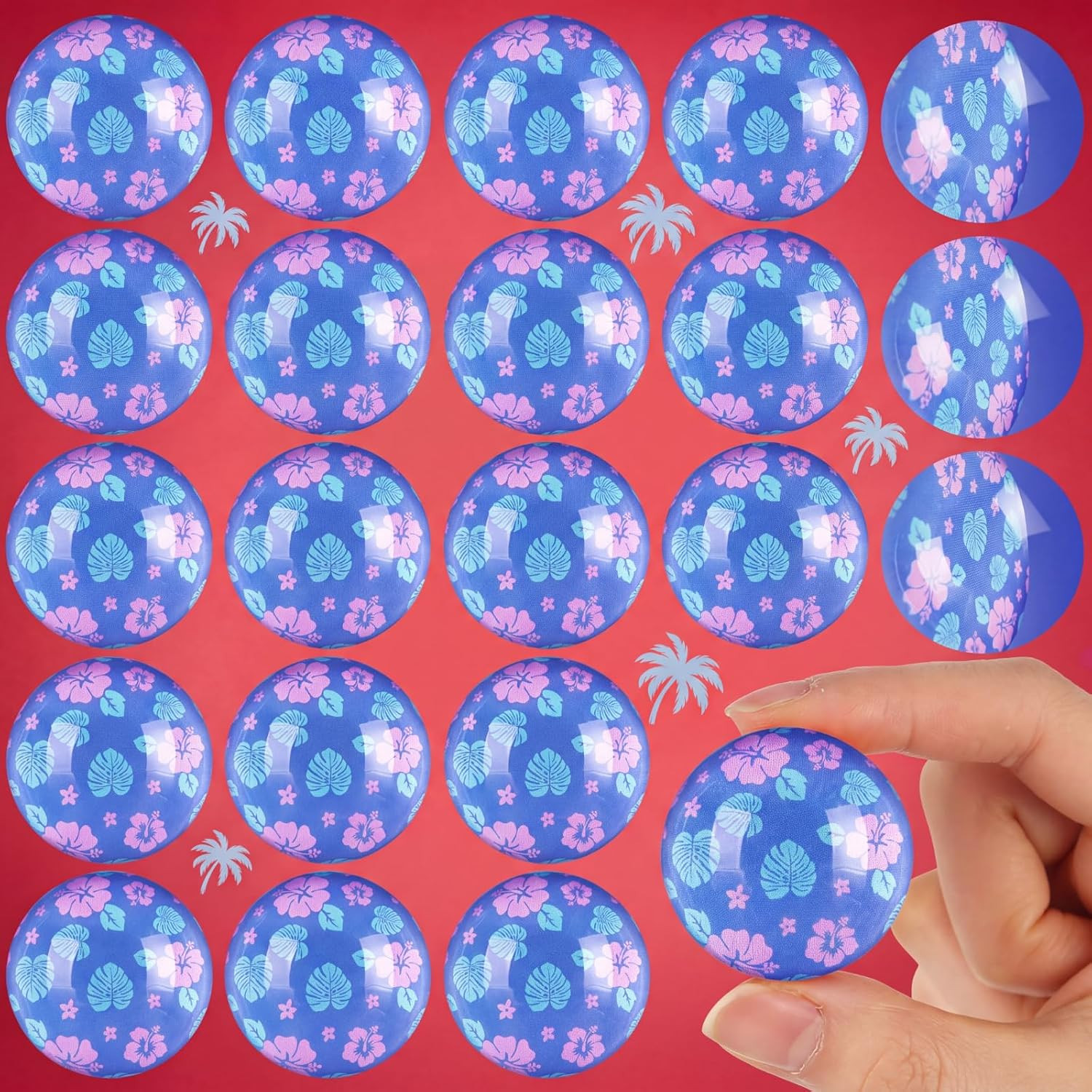 24 Pcs Blue & Gold Ring Bouncing Balls 35Mm Party Favors for Kids
