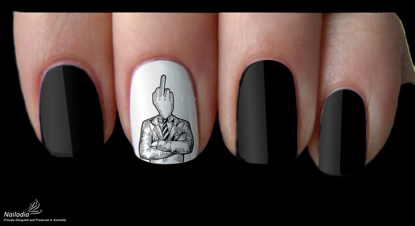 Middle Finger Nail Art Decal Sticker Water Transfer Slider