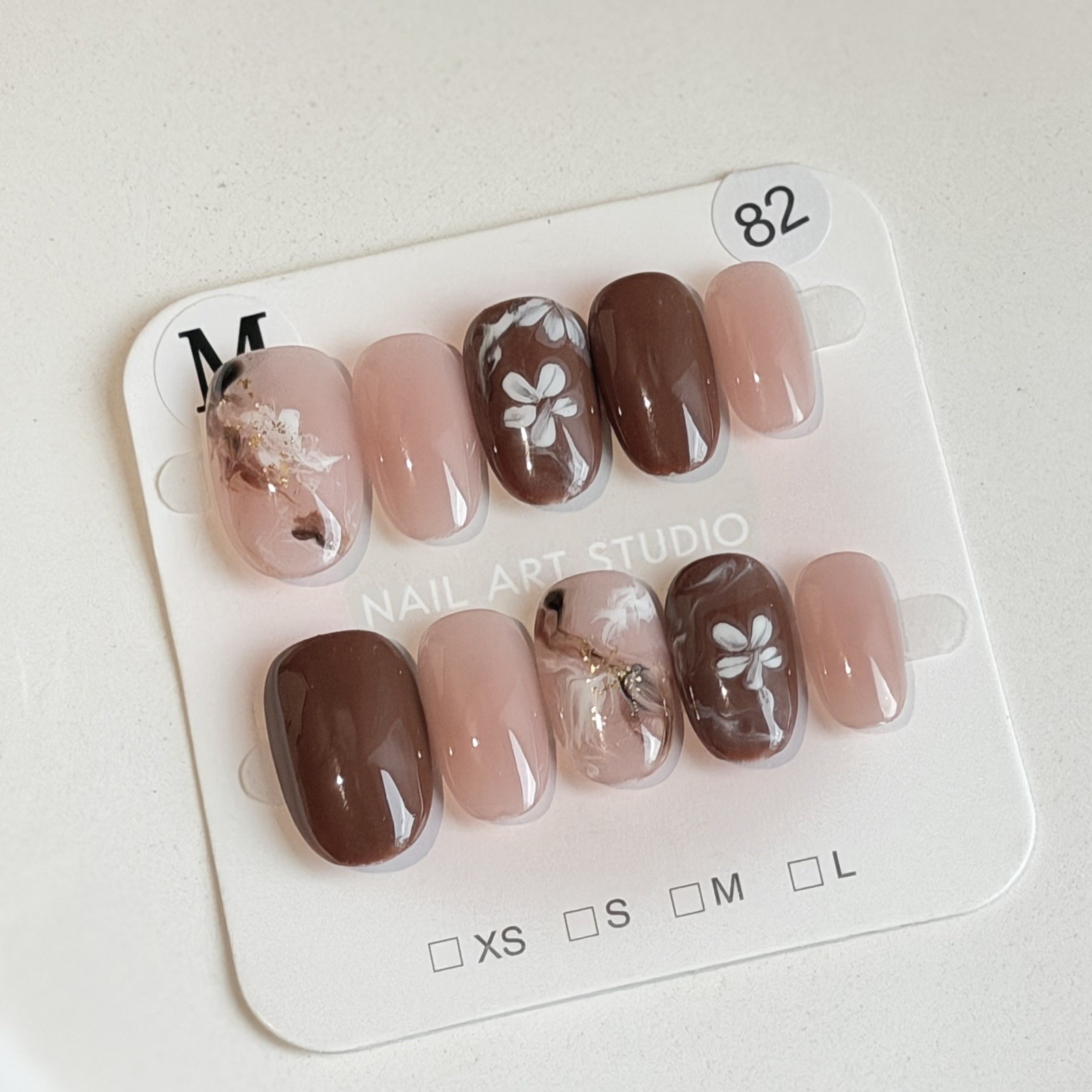 Unique Handmade Press-On Nails Size M | One of a Kind Set, Reusable 82