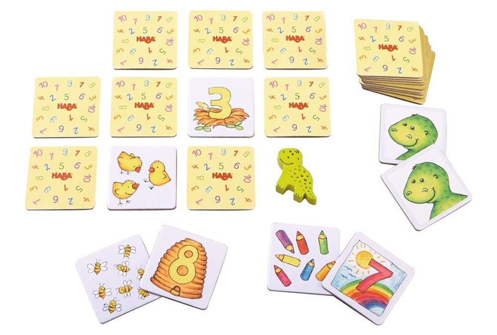 HABA Number Dinosaur Game Medium, Colorful (Yellow Prominent)