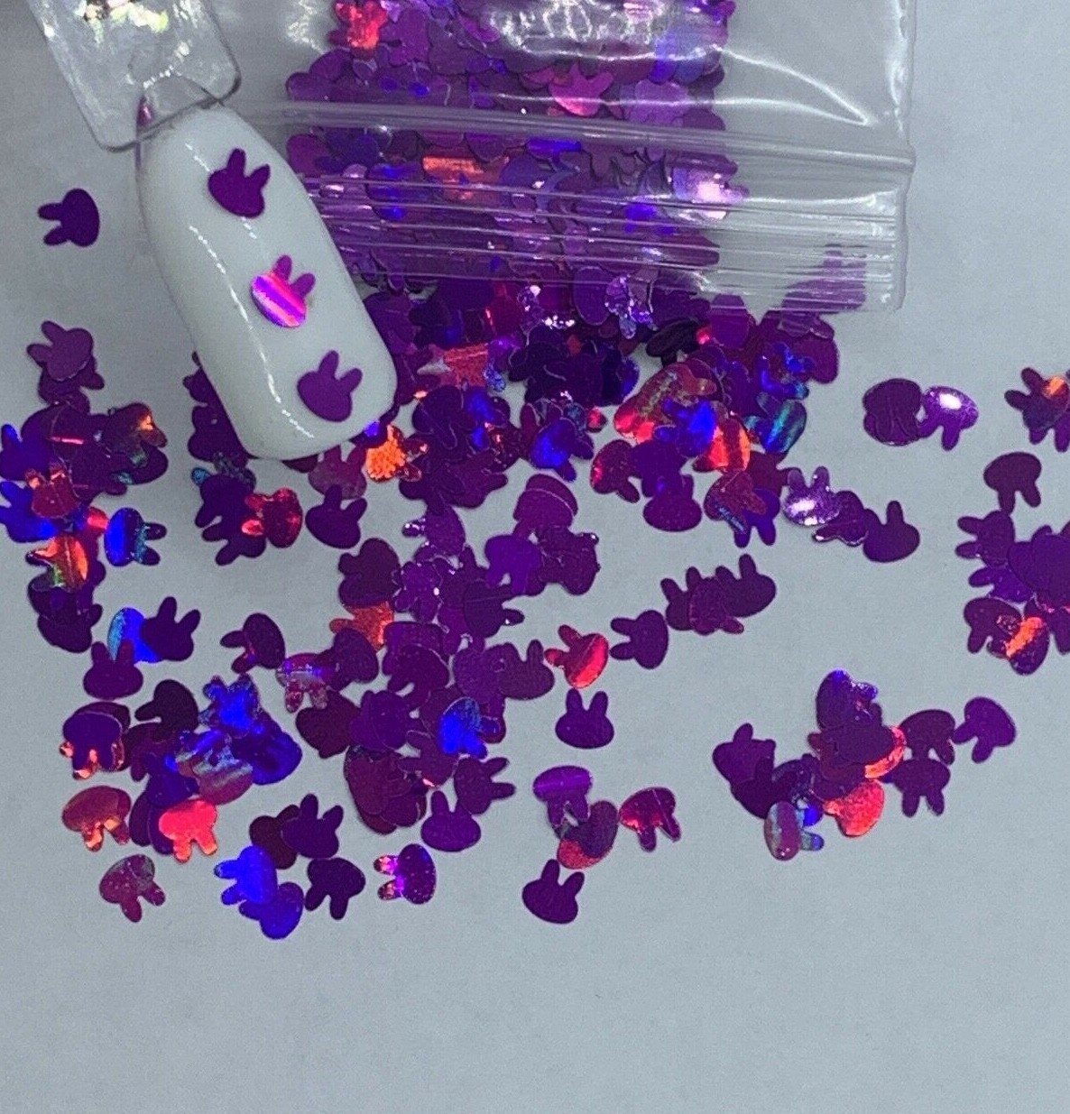 Purple Holographic Bunny Rabbit Glitter 4mm | 1 TSP | Gel Nail Art & Acrylic