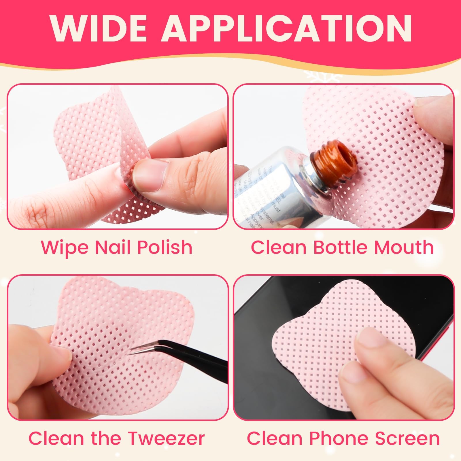 Corconess 400PCS Lint Free Nail Wipes With Dispenser – 1.97 in（Cute Wipes）