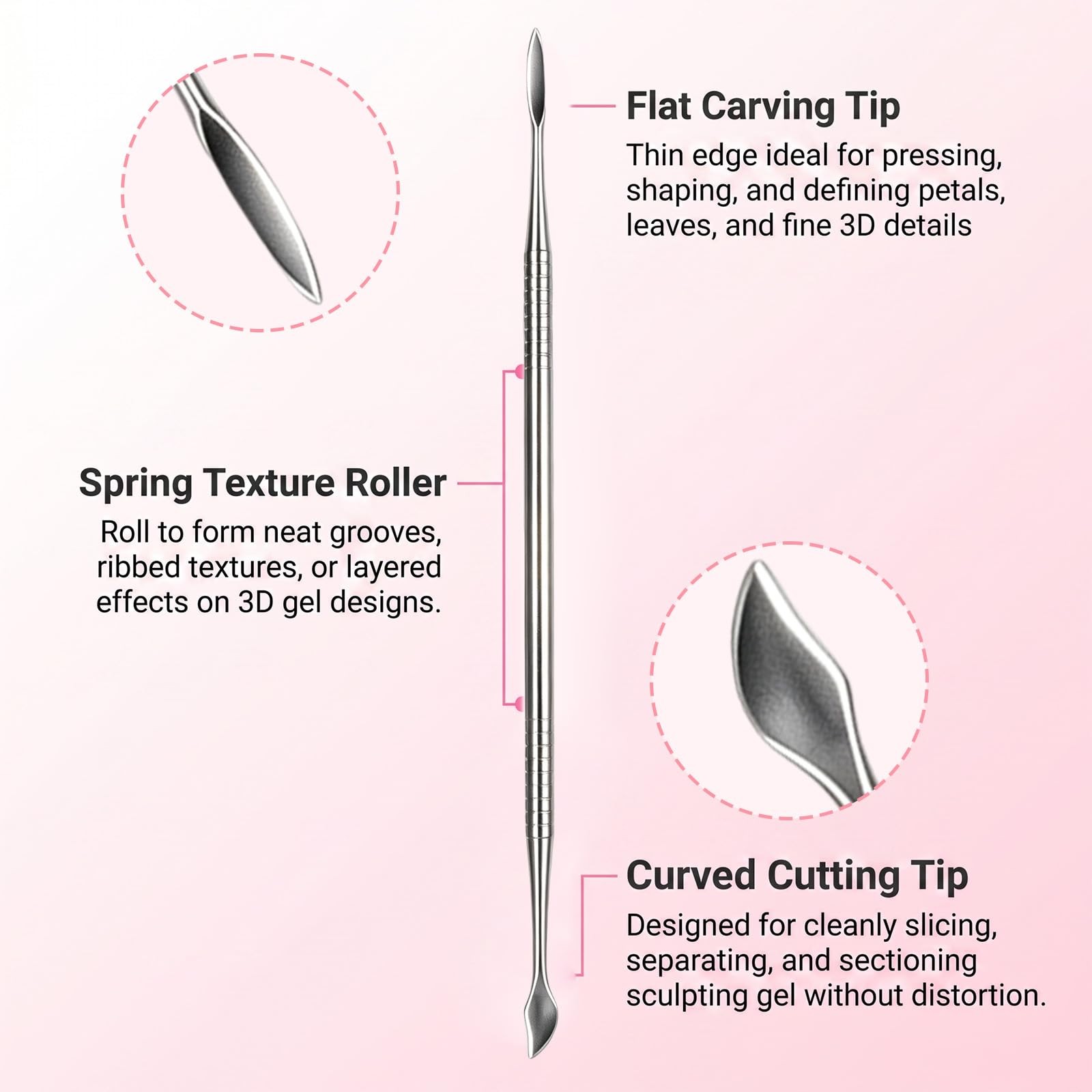 3Pcs Dual Ended Nail Art Sculpting Pens,Nail Carving Dotting Tools,Reusable 3…
