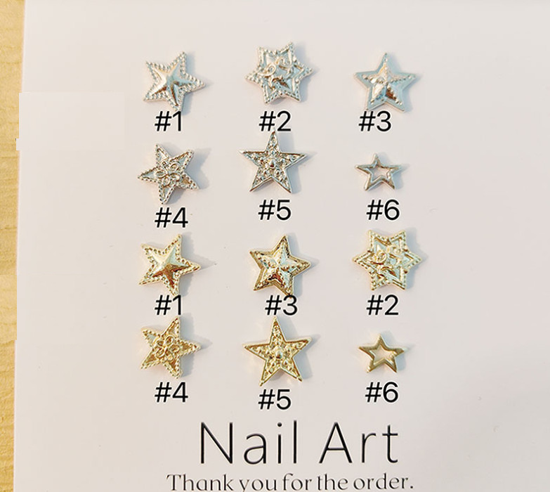 10pcs Silver Gold Alloy Mixed Star Charms Nail Art Jewelry Décor NH9