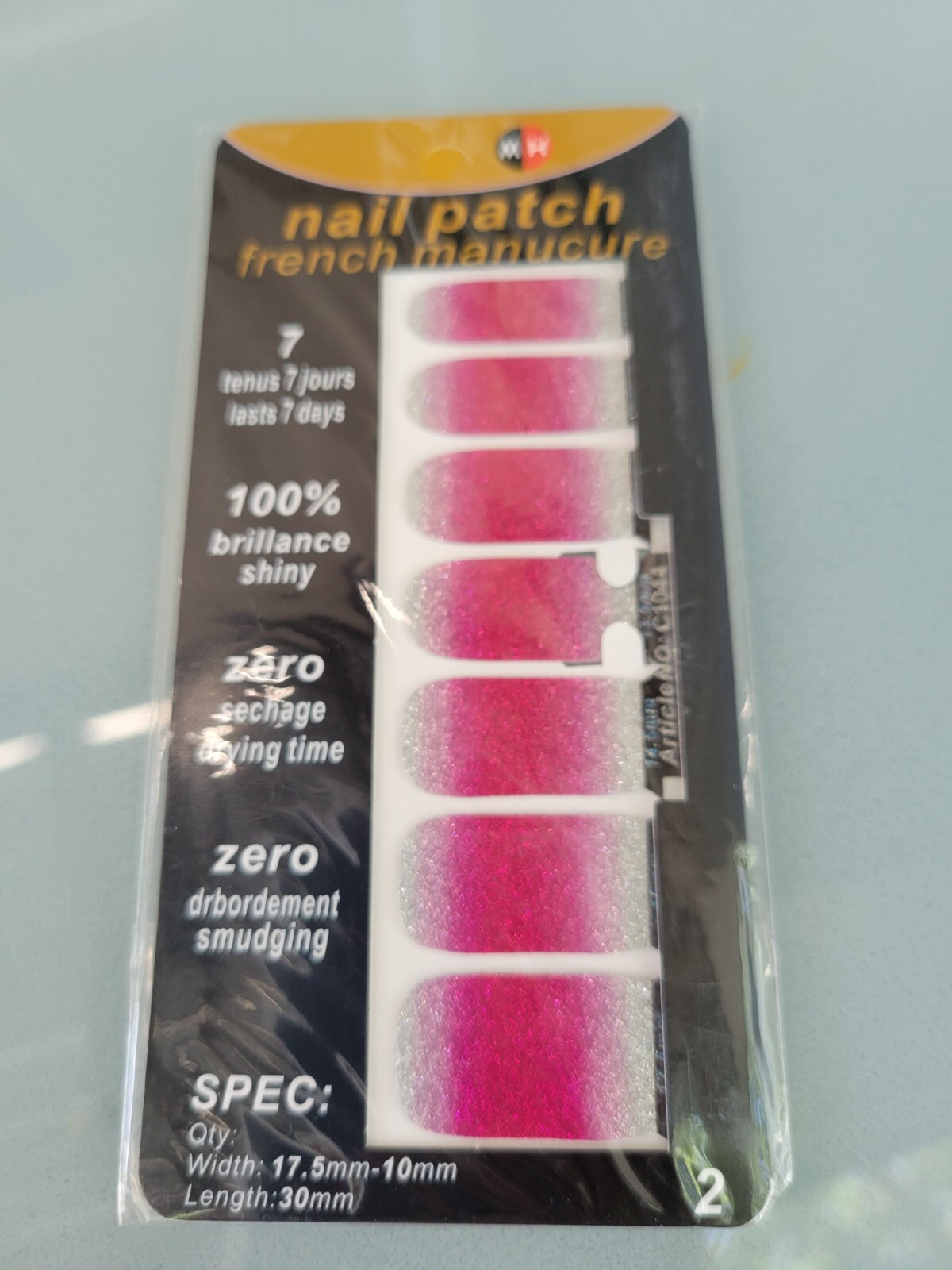 5 Packs Nail Patch French Manicure Stickers Sets Glitter Nail Polish Strips