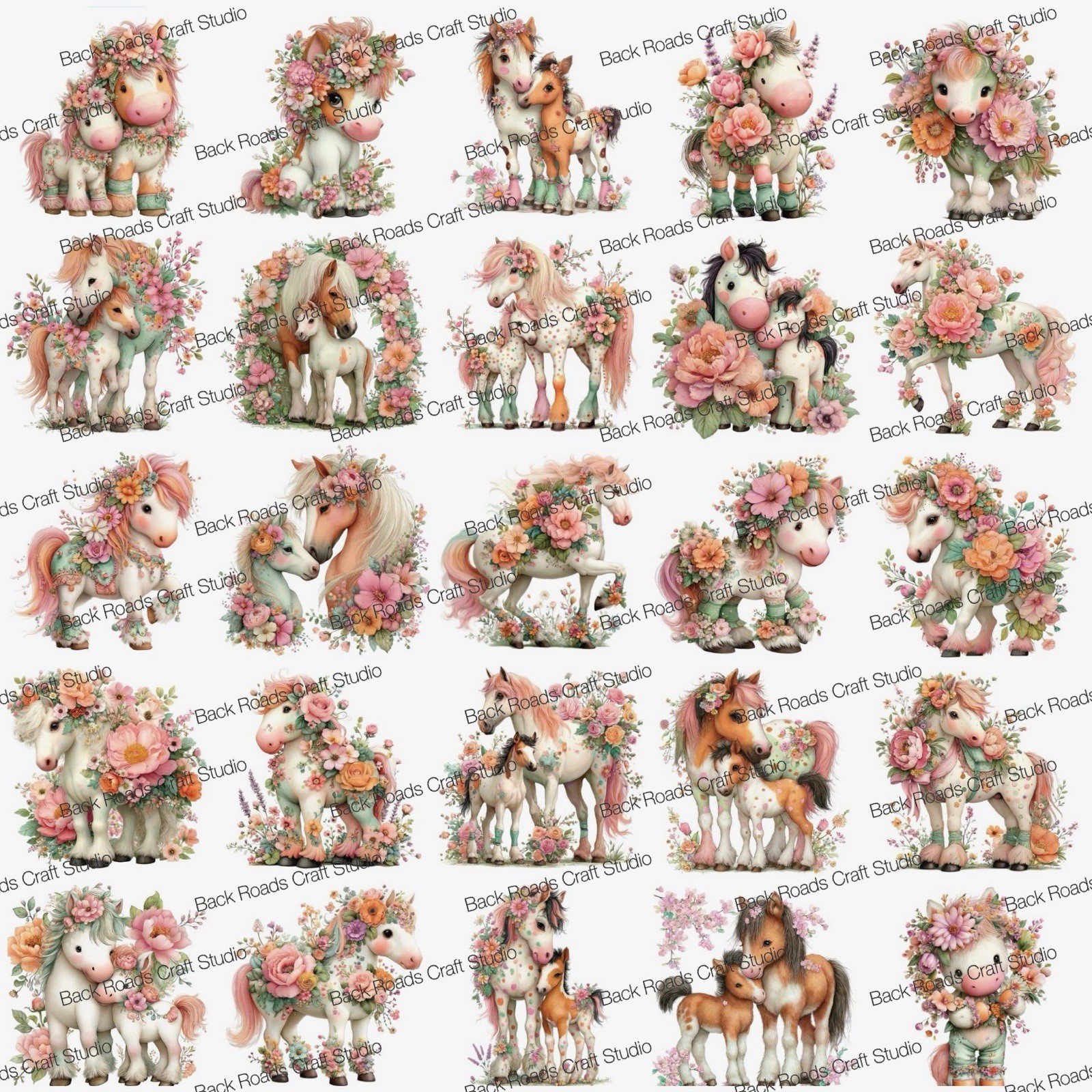 Mommy Pony Horse Horses Waterslide Finger Nail Decals Set Of 50 Ins Bonus Inc.