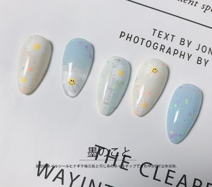 Nail Art Stickers Decal Daisy Flower Emoji Happy Face Smile Self-Adhesive NS45