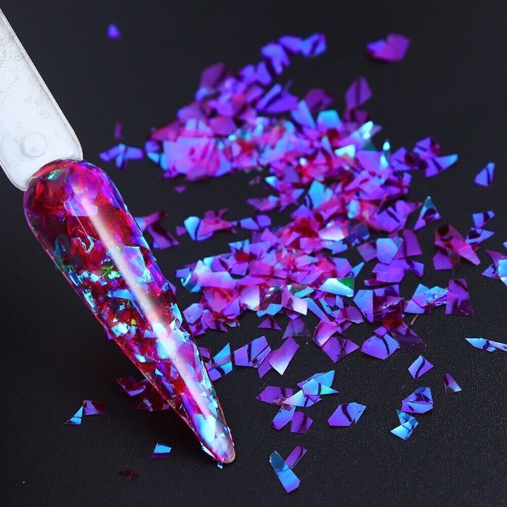 6 Grids Nail Sequins Irregular Colorful Glitter Nail Glass Paper Nail Flakes DIY
