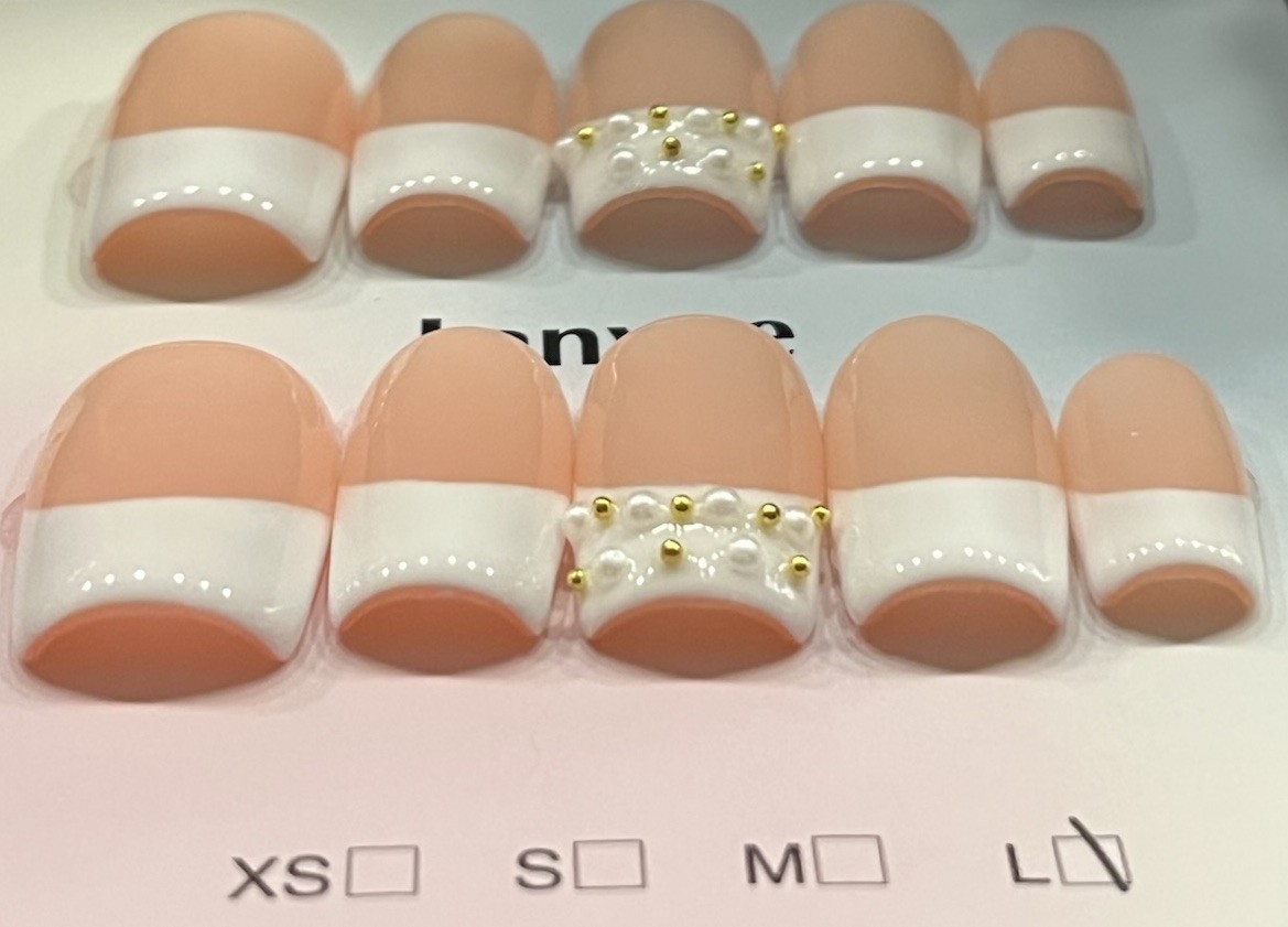 French Tip Acrylic Press-On Nails, Square, Size Large. ✨SEE DESCRIPTION✨