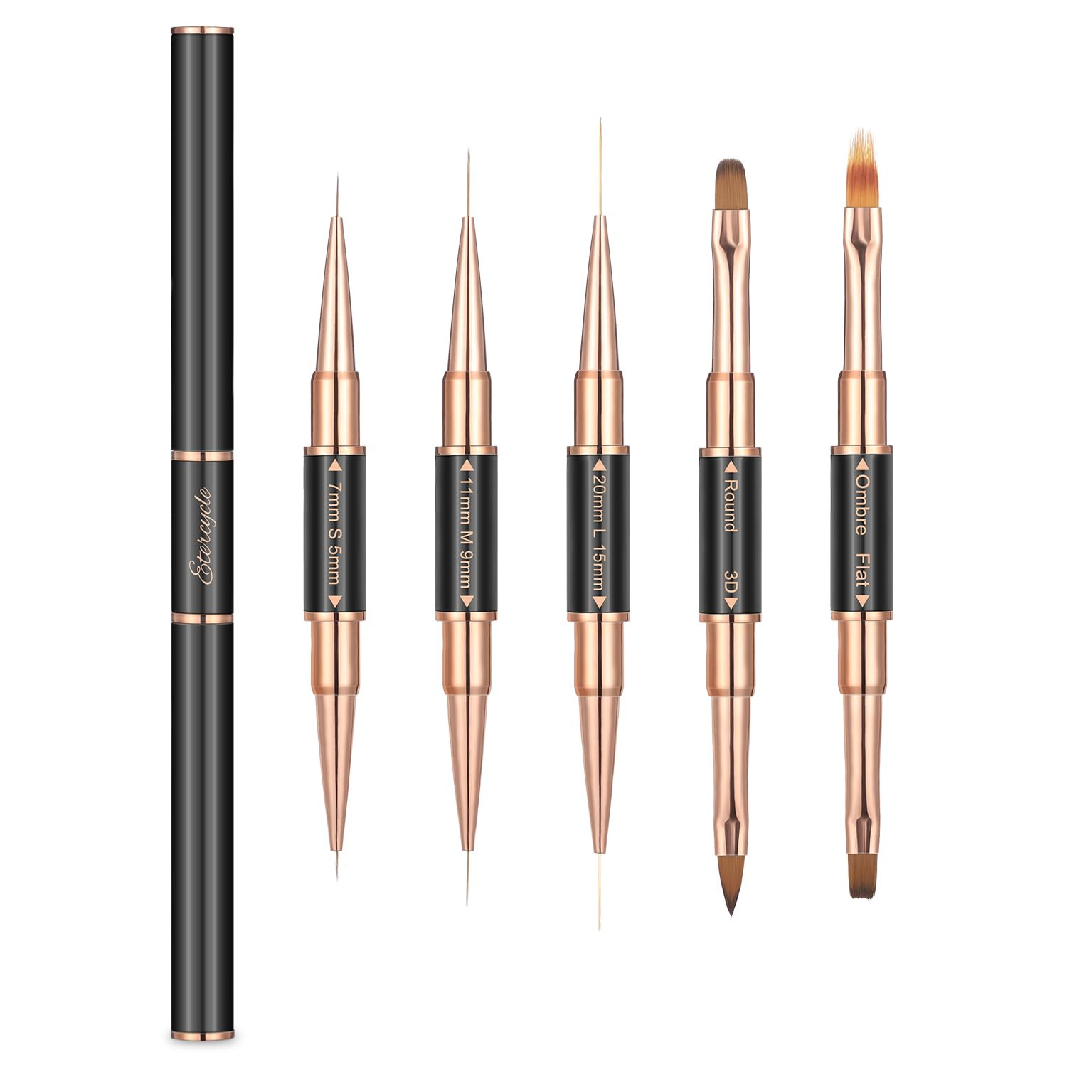 Black Nail Art Brush Set With 10 Heads Dual Use Durable & Easy To Clean