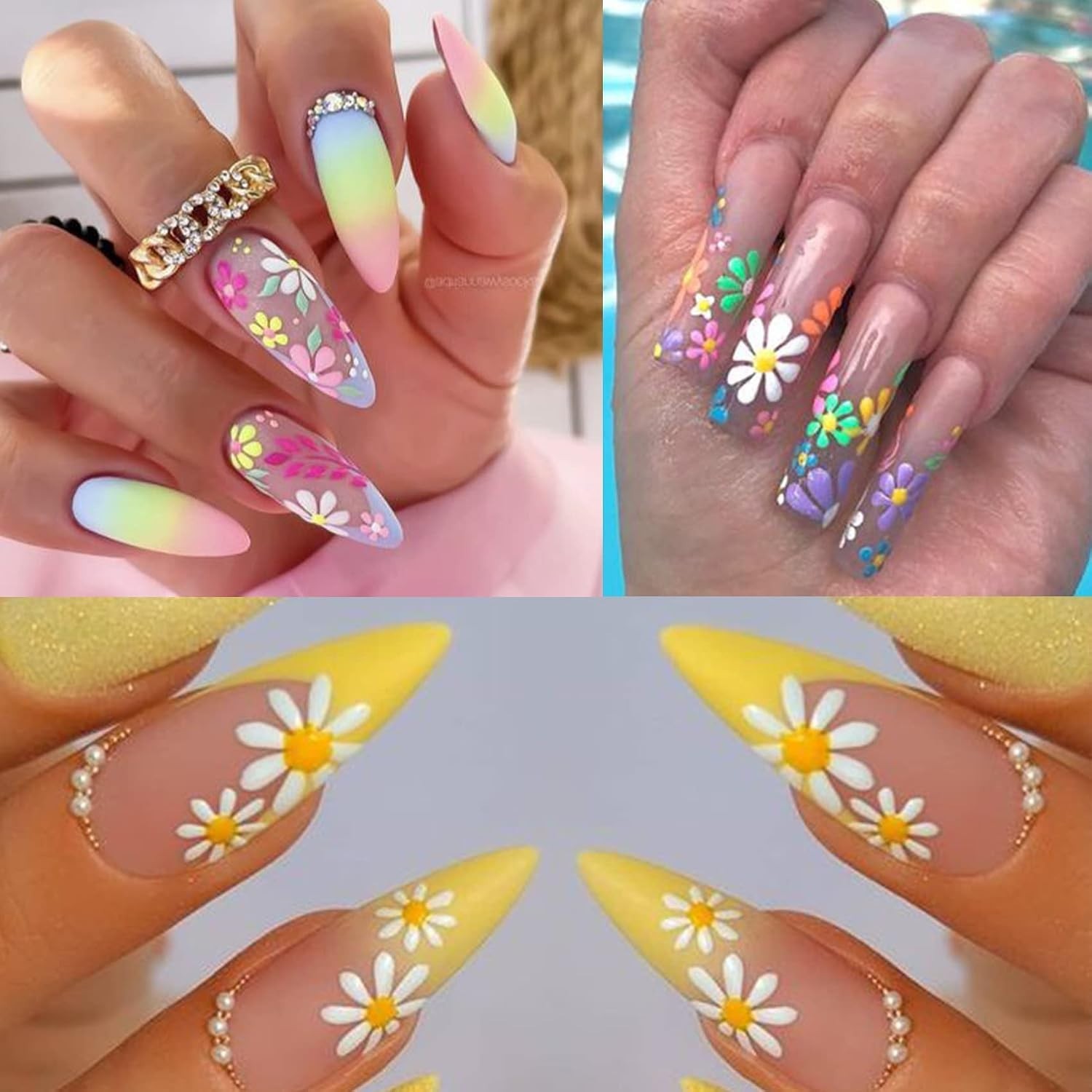Vibrant 5D Flower Nail Decals for Creative DIY Art – Three Self-Adhesive Sheets