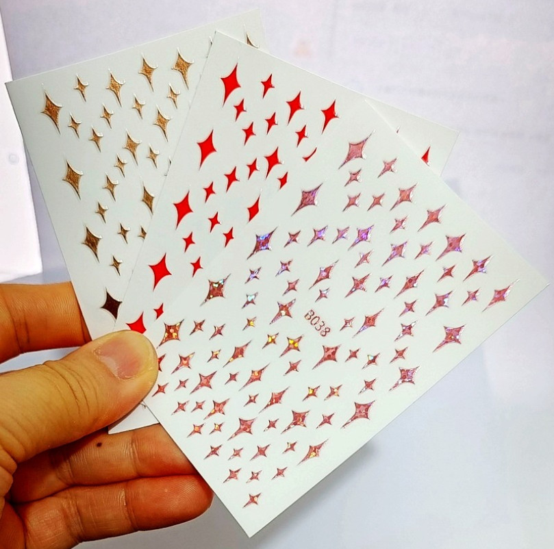 Stars Nail Art Stickers Decals 8 Sheets Nail Art Supplies 3D Self-Adhesive NH18
