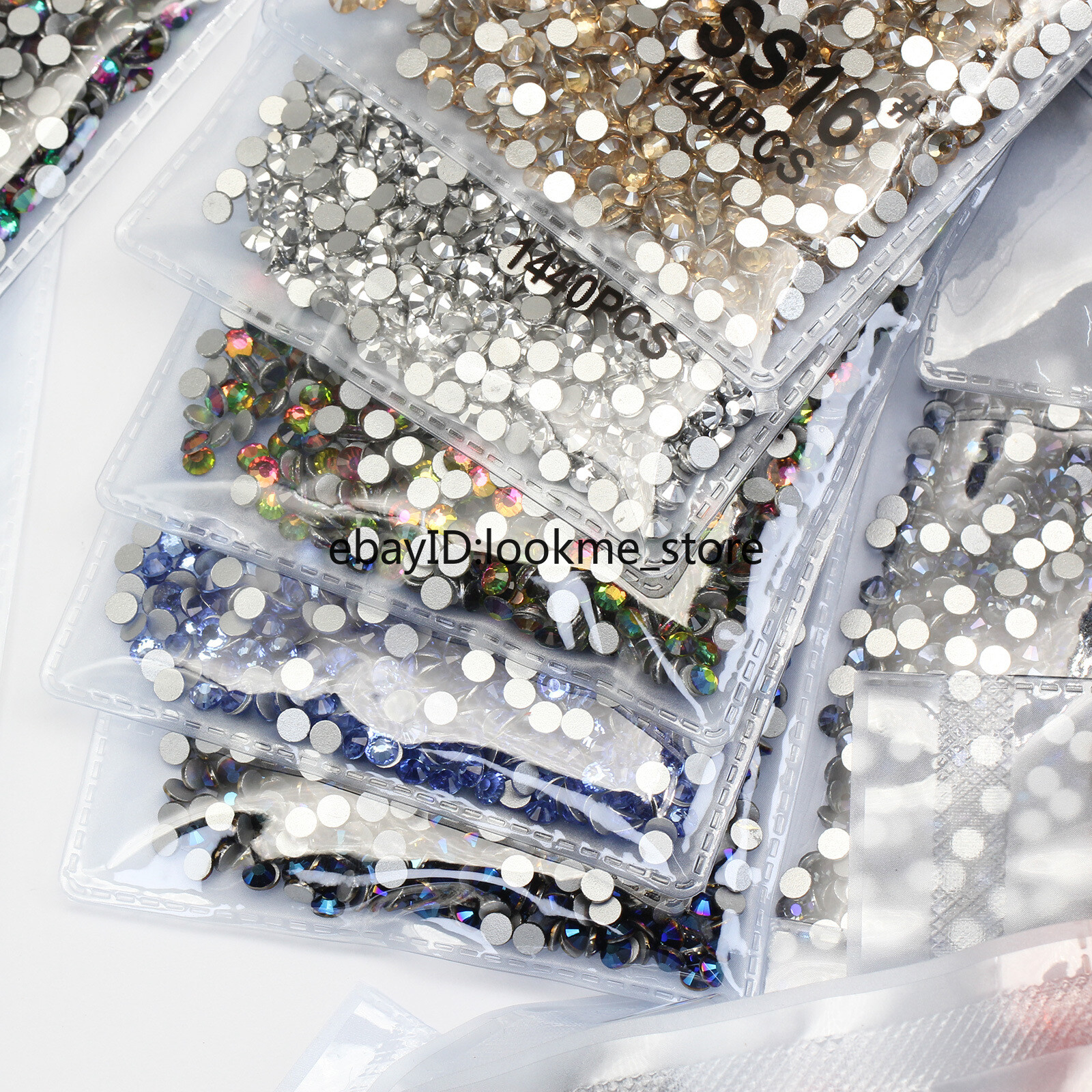 1440pcs 4mm (ss16) Crystal Glass Rhinestones Flatback Gems Nail Art Crafts Decor