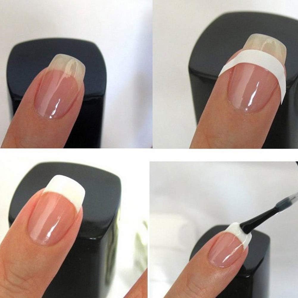 5 Packs 240Pcs French Manicure Nail Art Stickers Strips, White -Adhesive Nail…